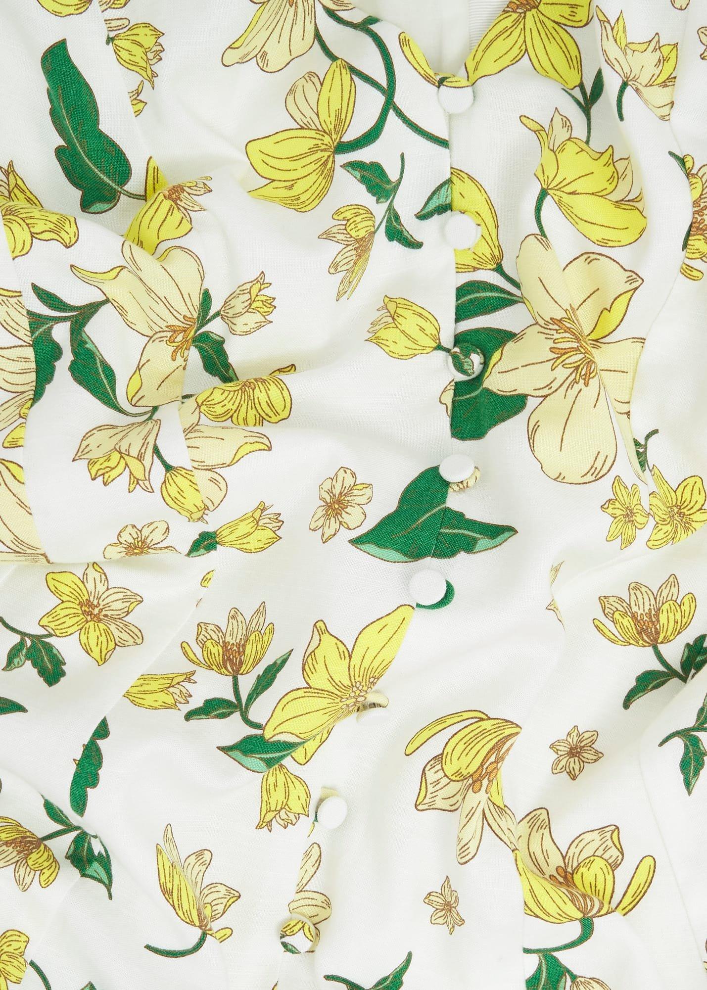 Coniston Floral Linen Blend Mini Dress, Ivory Multi, hi-res