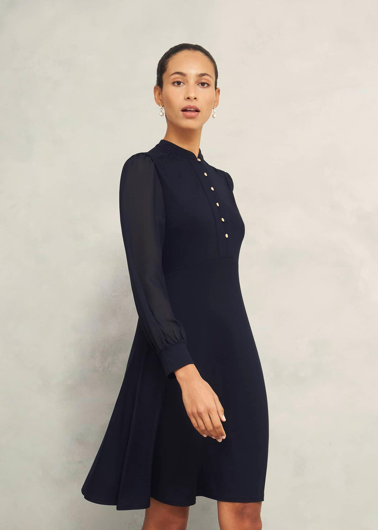 Liberty Jersey Dress, Hobbs Navy, hi-res