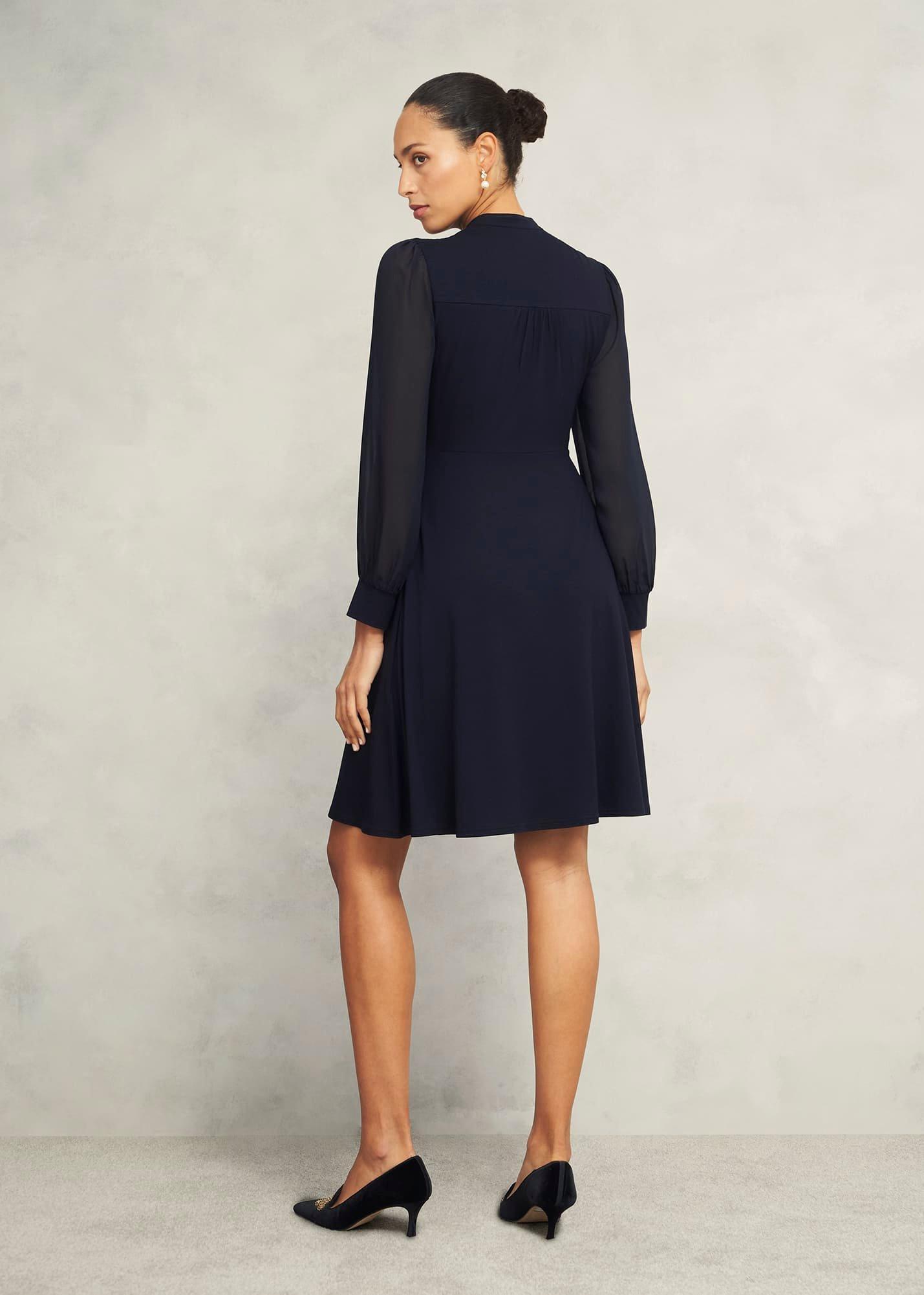 Liberty Jersey Dress, Hobbs Navy, hi-res