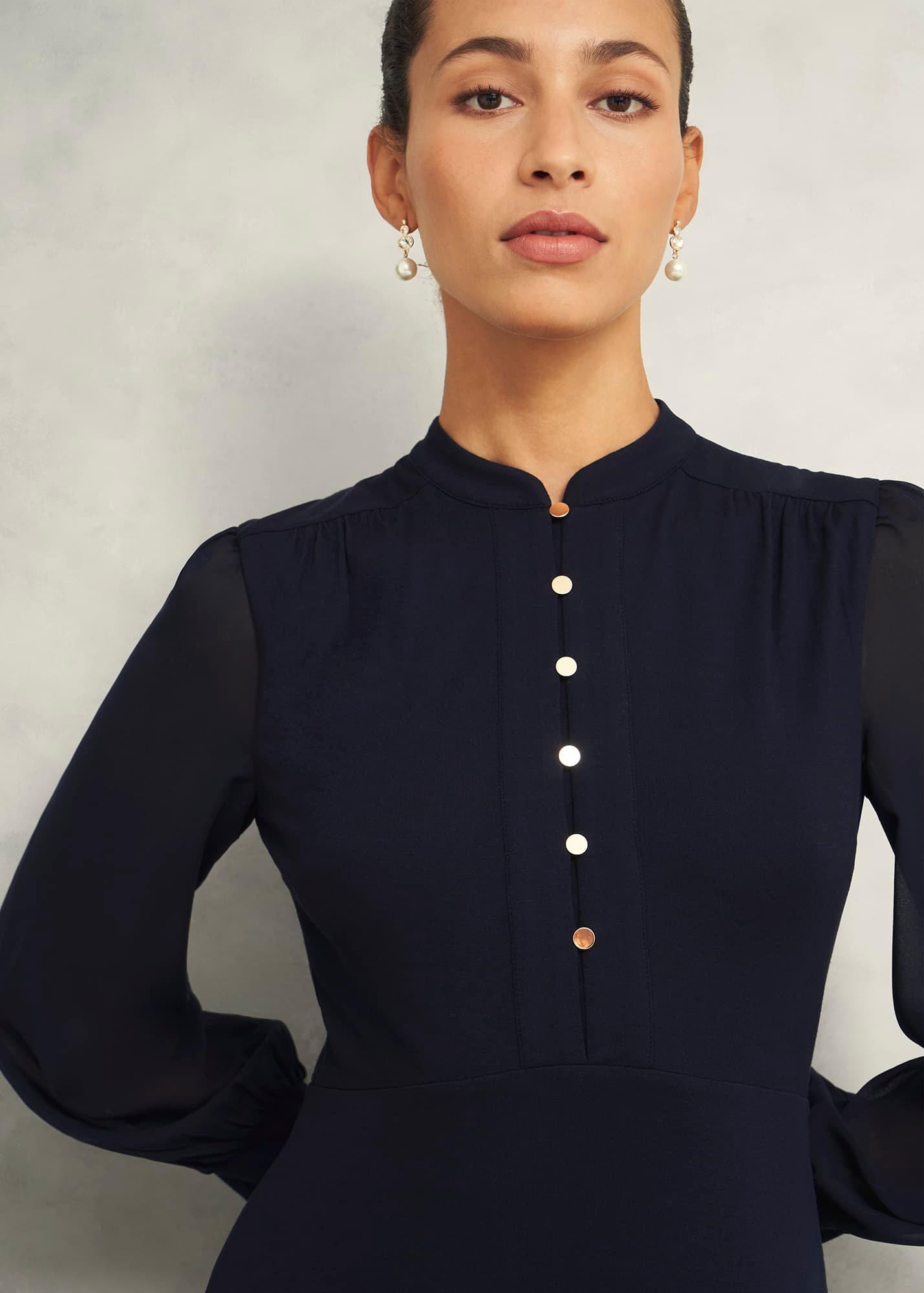 Liberty Jersey Dress, Hobbs Navy, hi-res