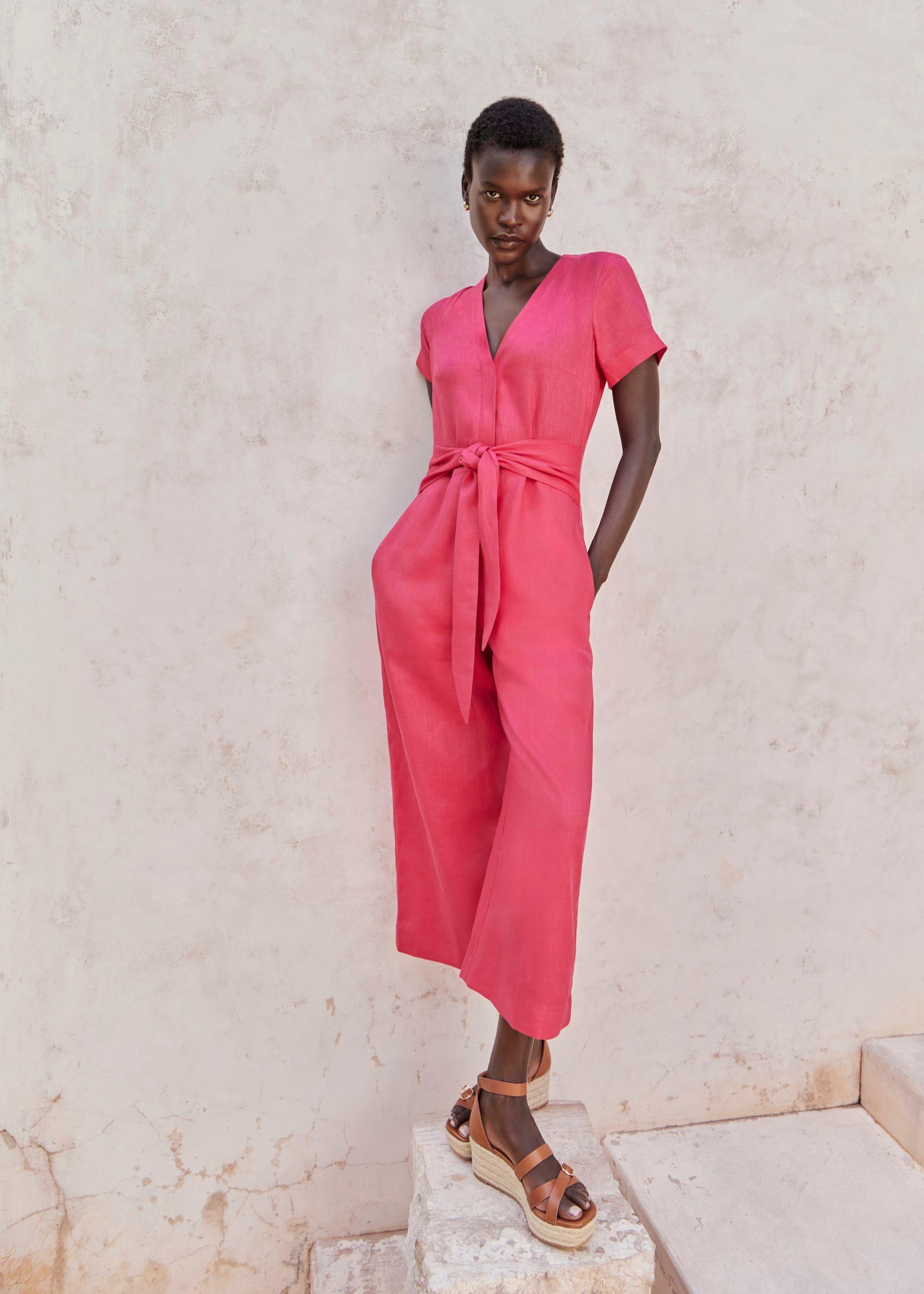 Aliya Linen Jumpsuit, Zinnia Pink, hi-res