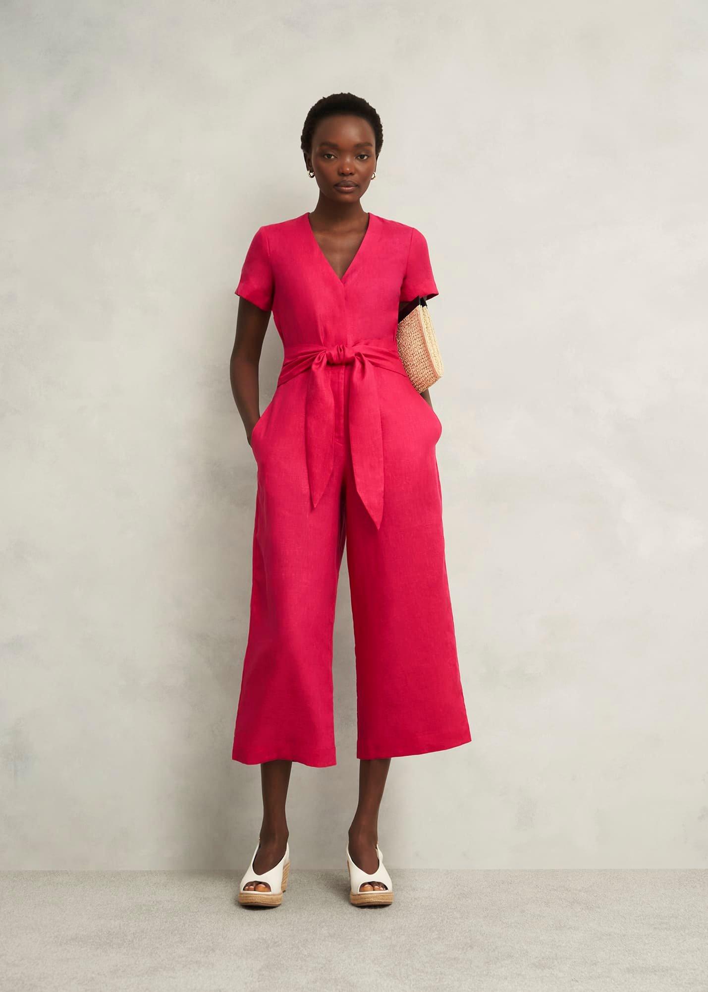 Aliya Linen Jumpsuit, Zinnia Pink, hi-res