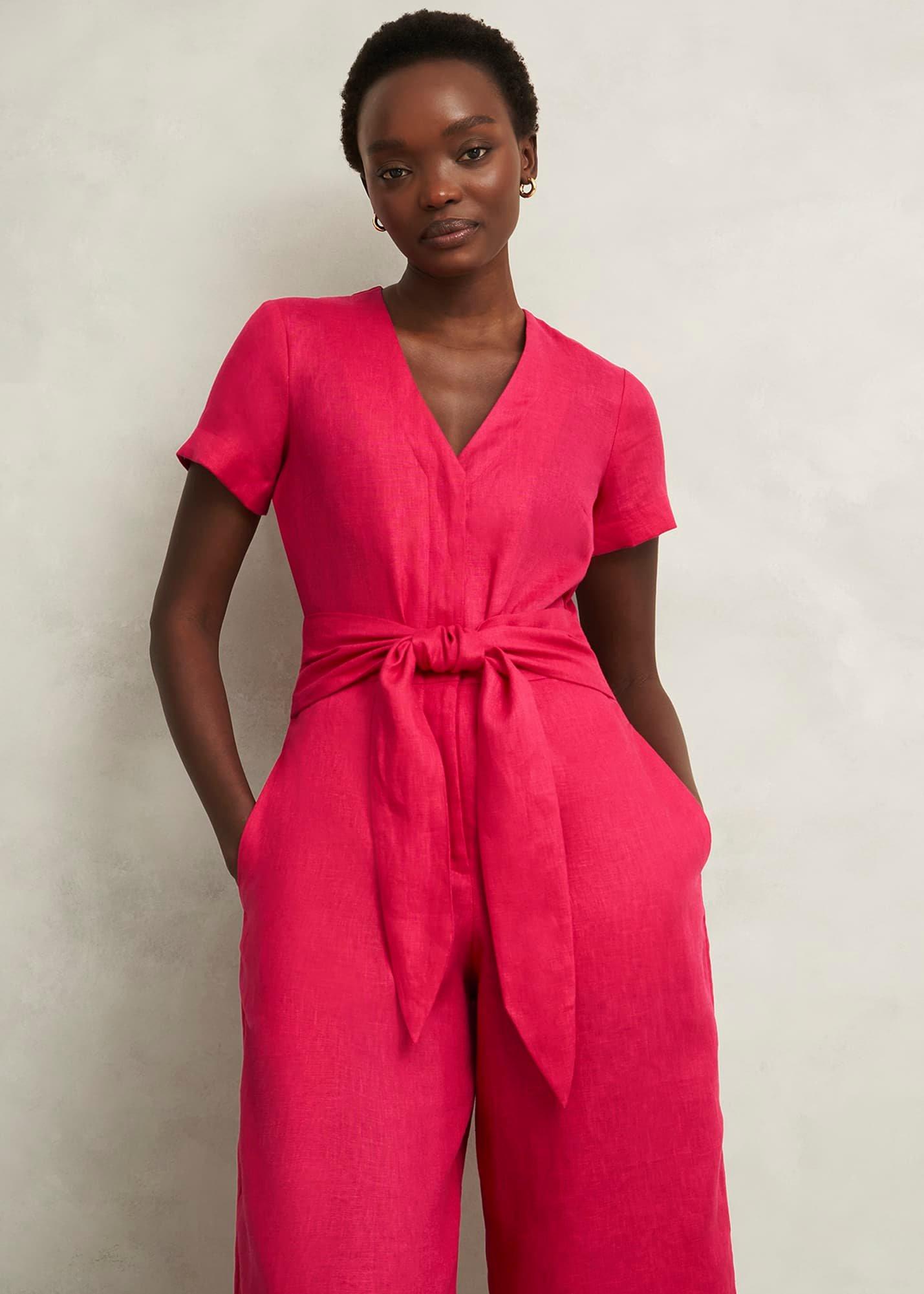 Aliya Linen Jumpsuit, Zinnia Pink, hi-res