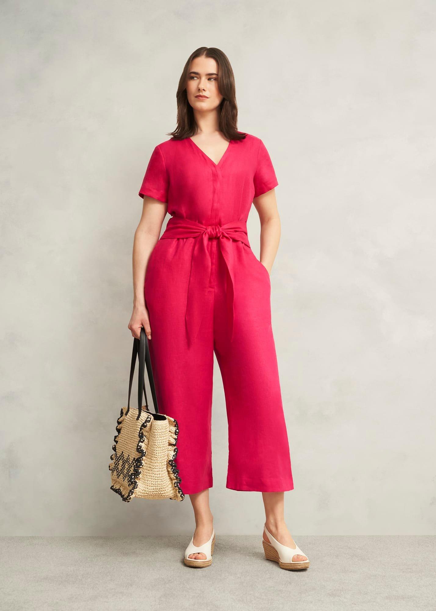Aliya Linen Jumpsuit, Zinnia Pink, hi-res