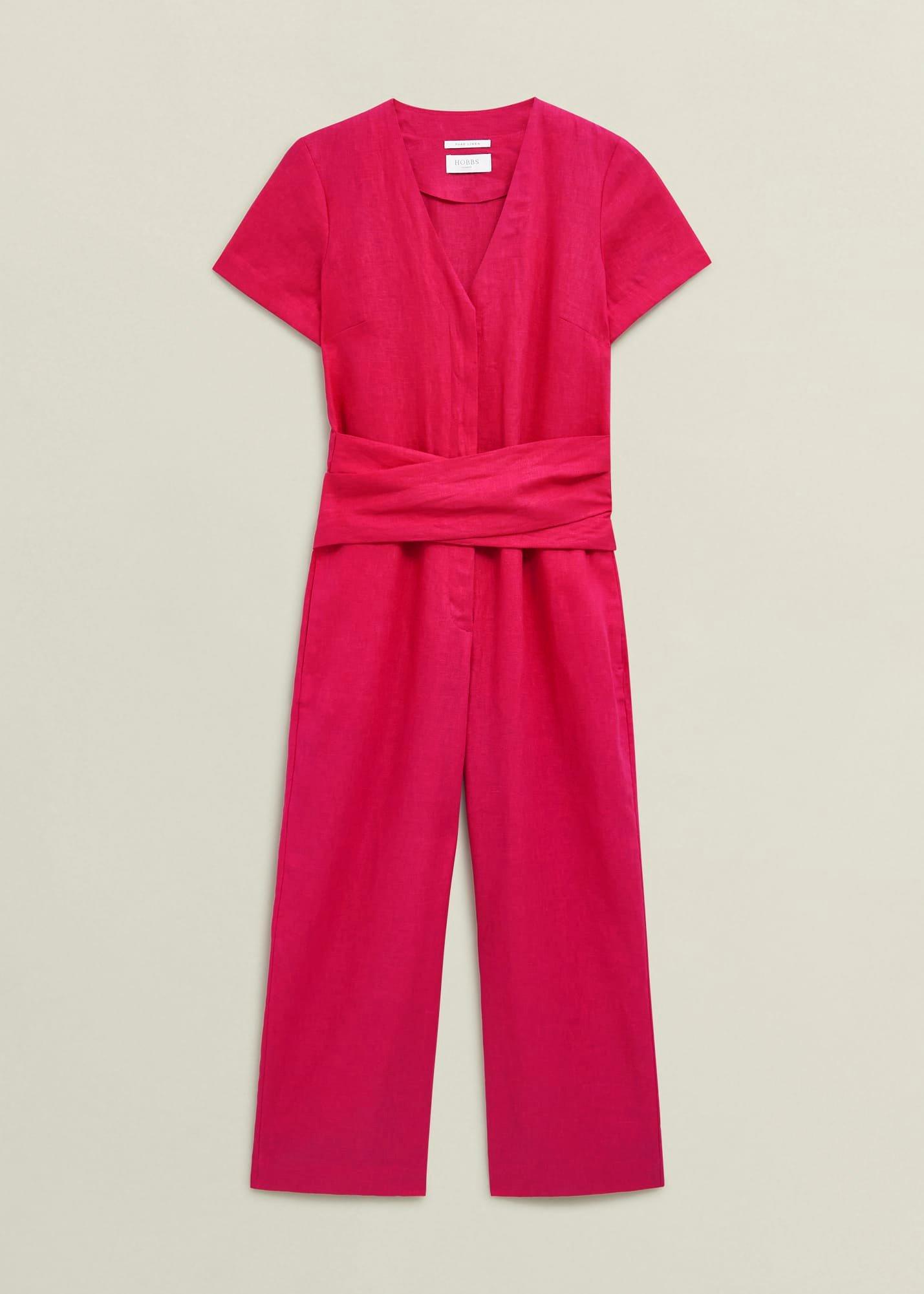 Petite Aliya Linen Jumpsuit, Zinnia Pink, hi-res