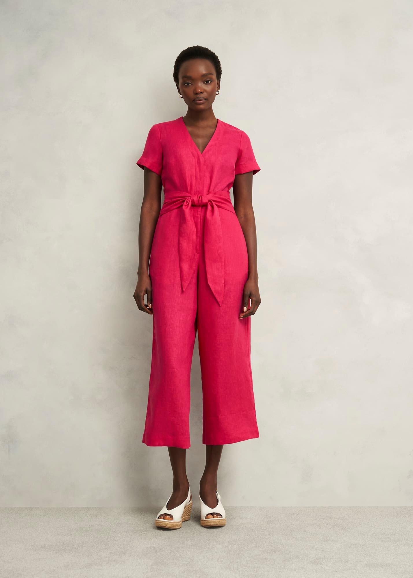 Petite Aliya Linen Jumpsuit, Zinnia Pink, hi-res