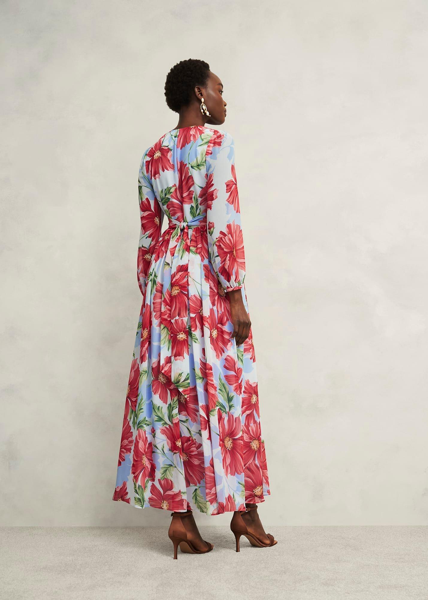 Amelie Twist Detail Dress, Blue Red, hi-res