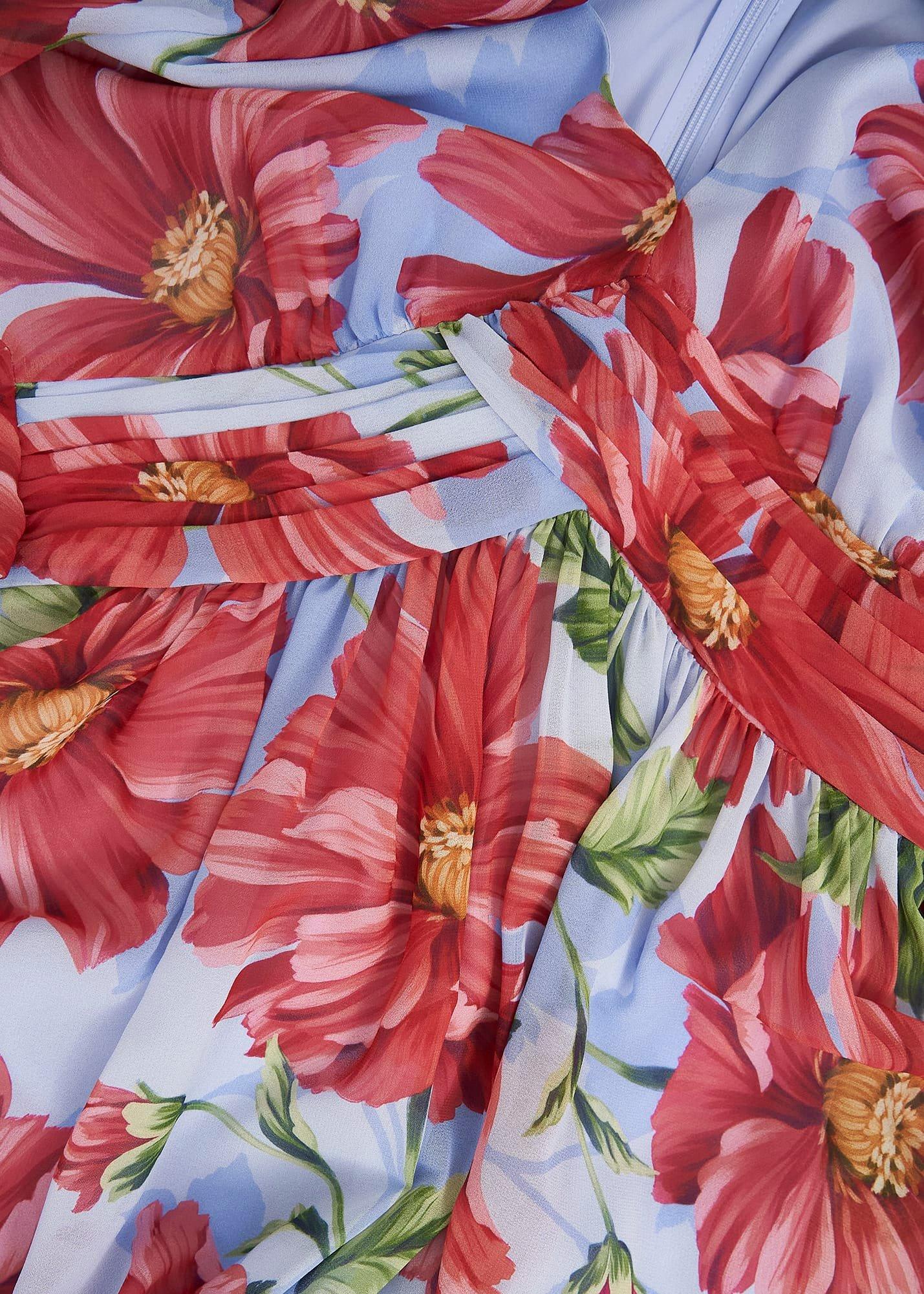 Amelie Twist Detail Dress, Blue Red, hi-res