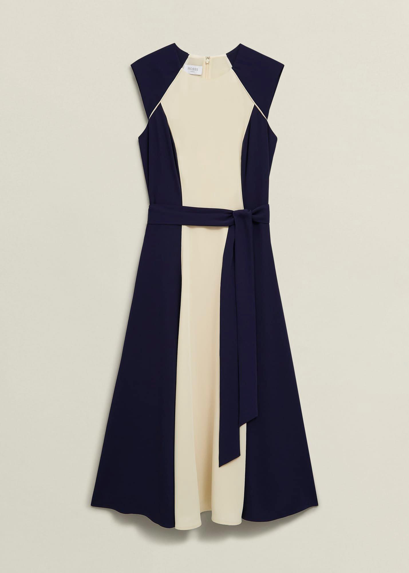 Andrea Colourblock Dress, Navy Cream, hi-res