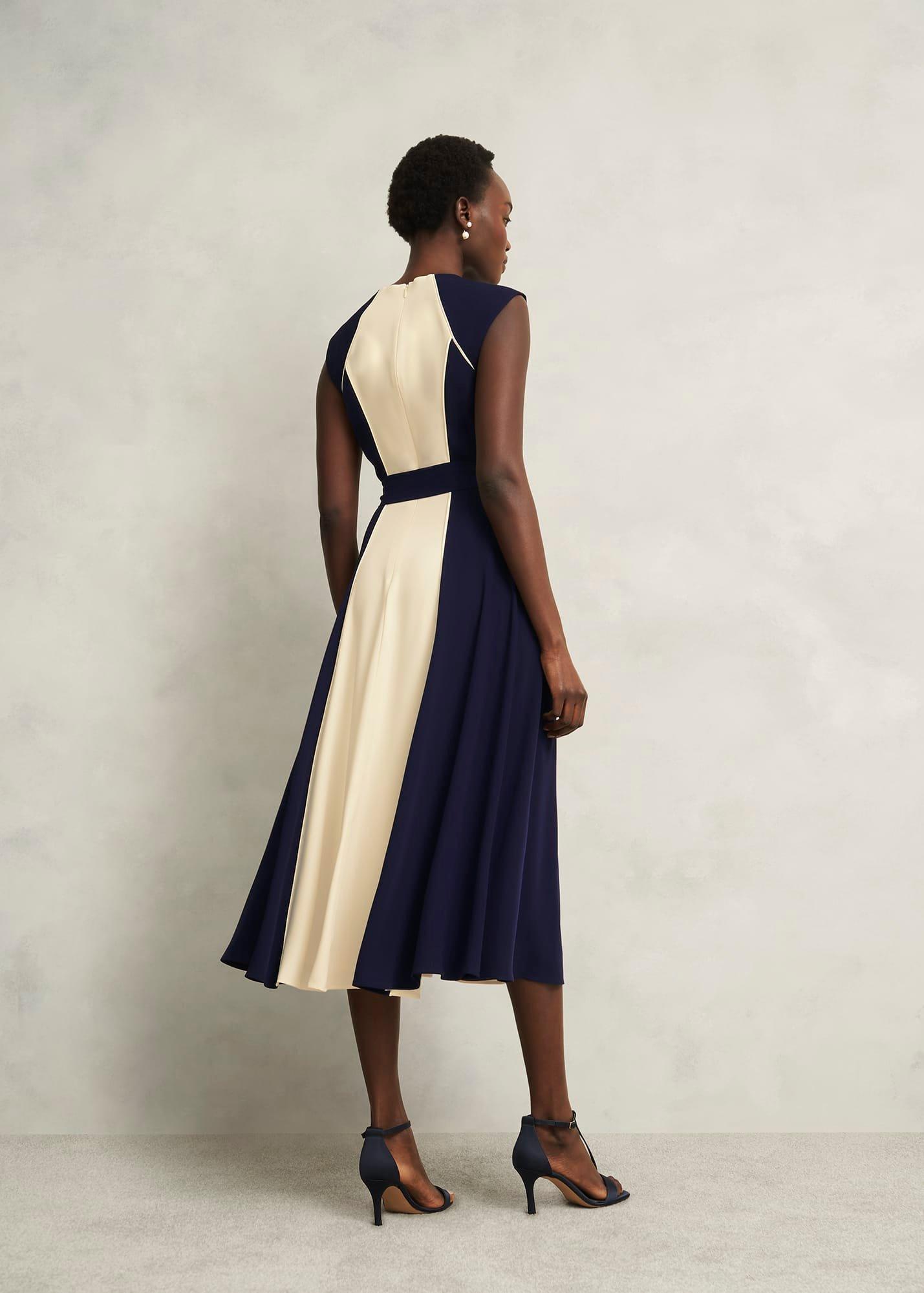 Andrea Colourblock Dress, Navy Cream, hi-res
