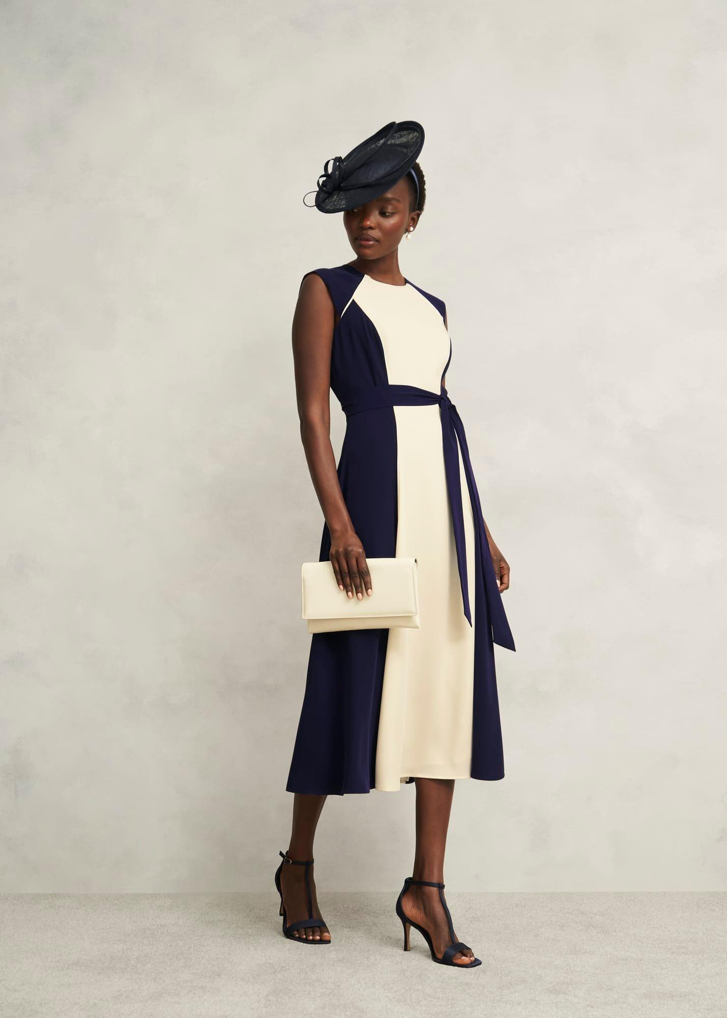 Andrea Colourblock Dress, Navy Cream, hi-res