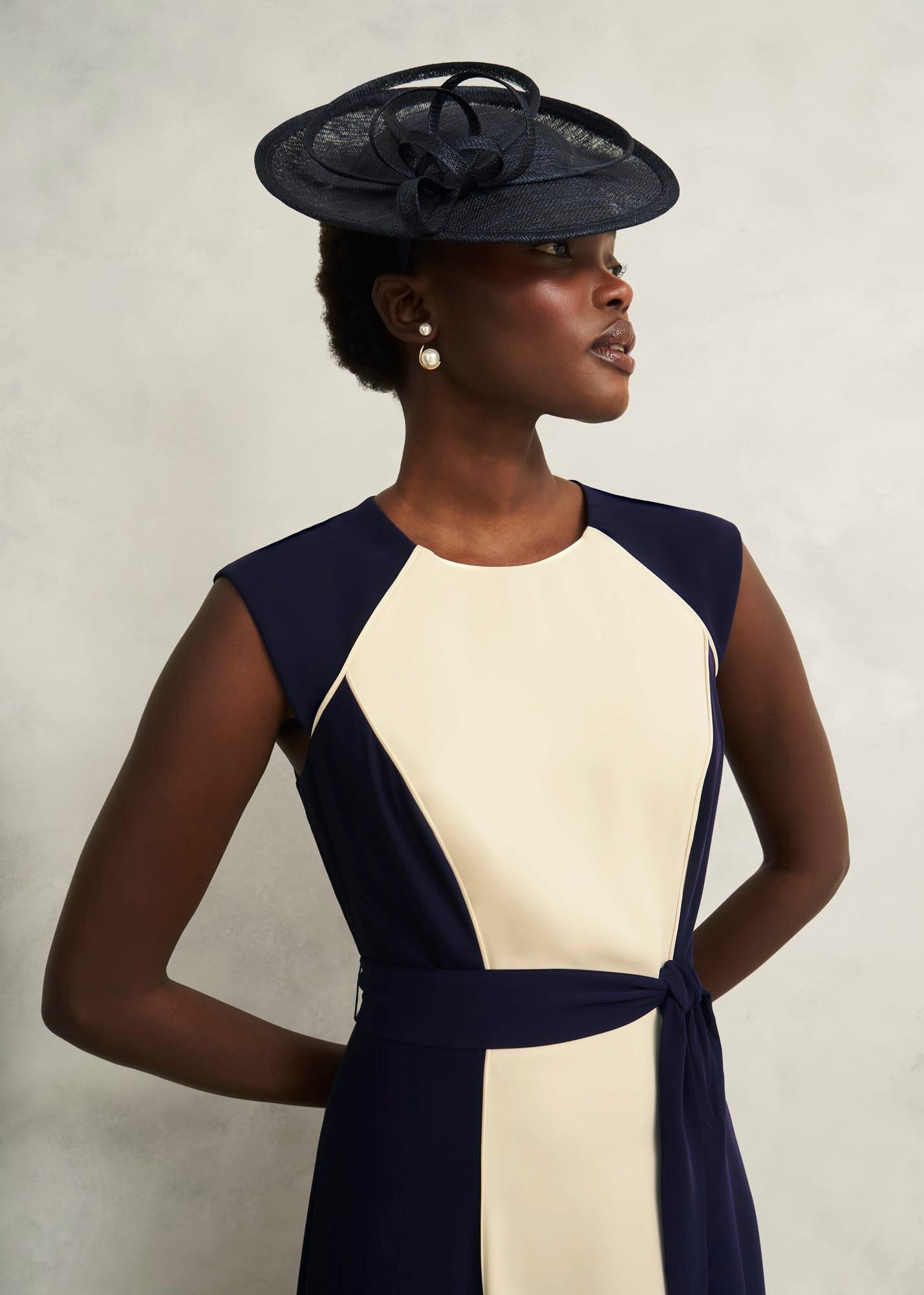 Andrea Colourblock Dress, Navy Cream, hi-res