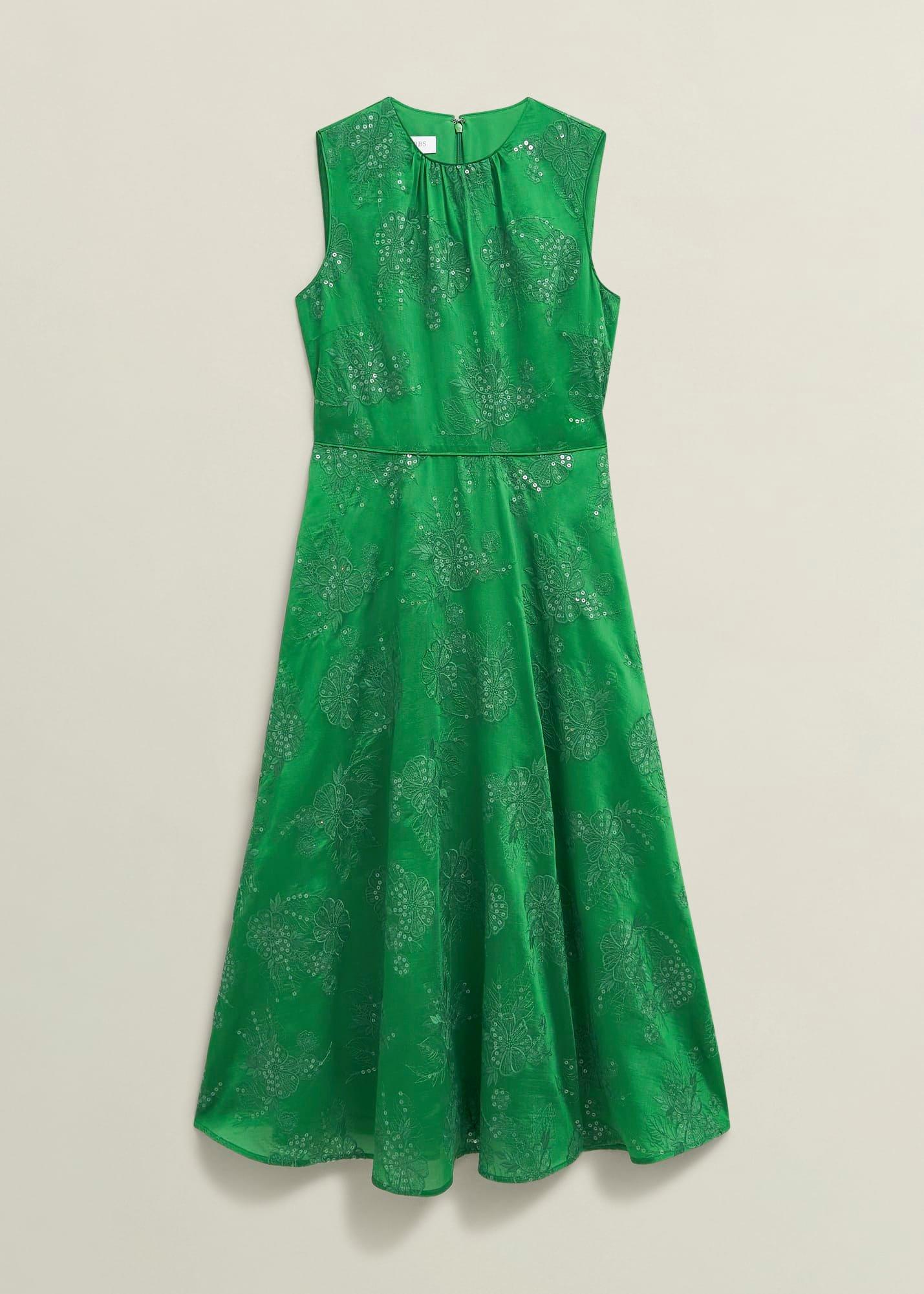 Rachel Embroidered Dress, Cilantro Green, hi-res