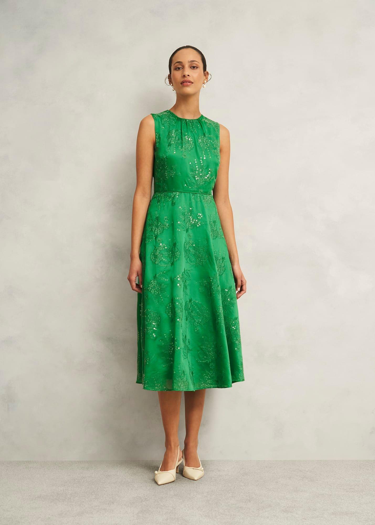 Rachel Embroidered Dress, Cilantro Green, hi-res