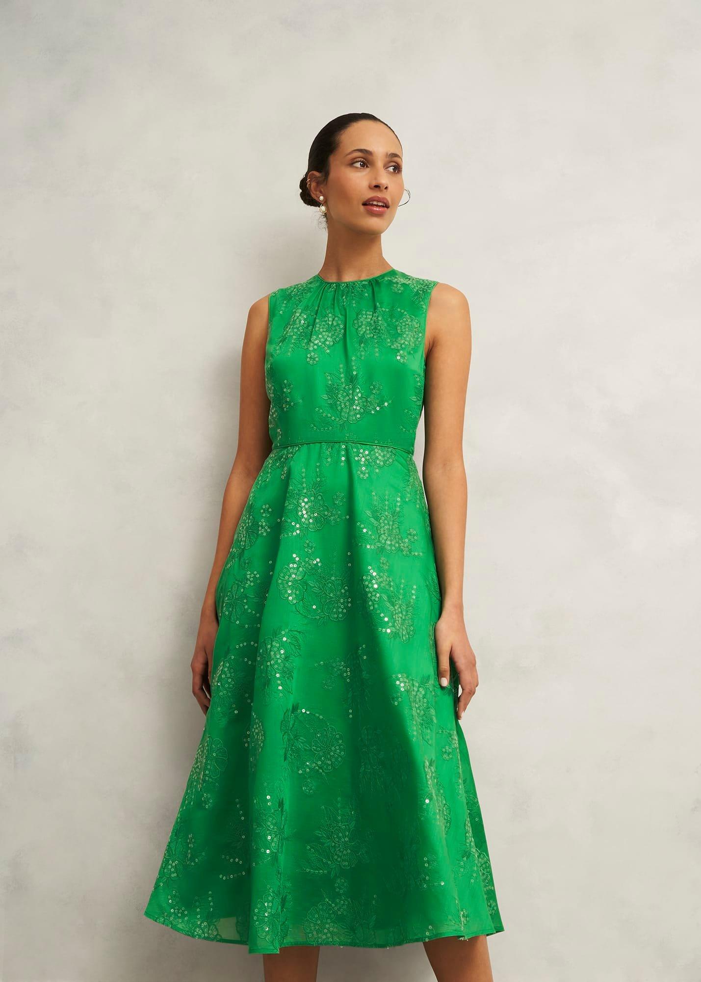 Rachel Embroidered Dress, Cilantro Green, hi-res