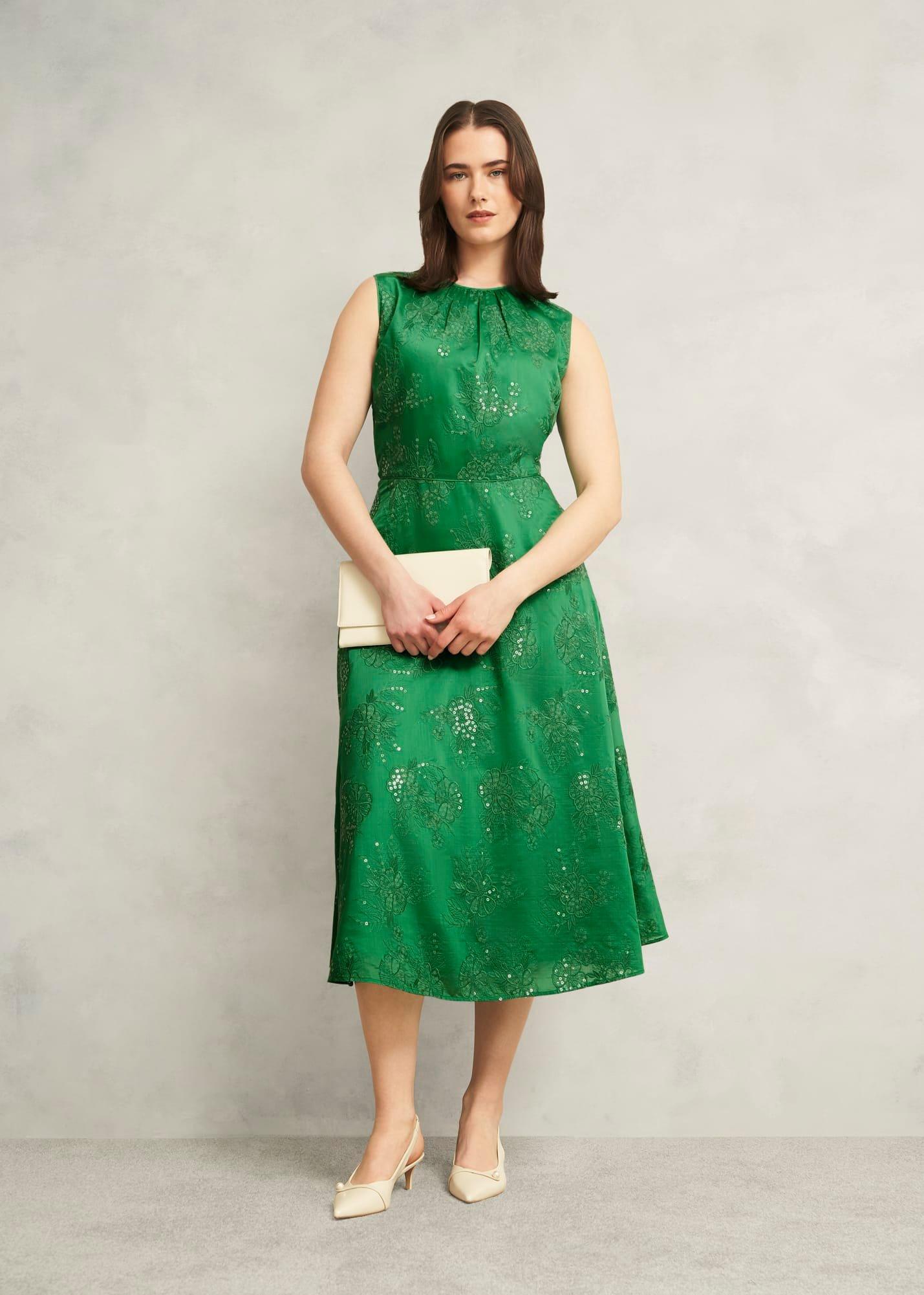 Rachel Embroidered Dress, Cilantro Green, hi-res
