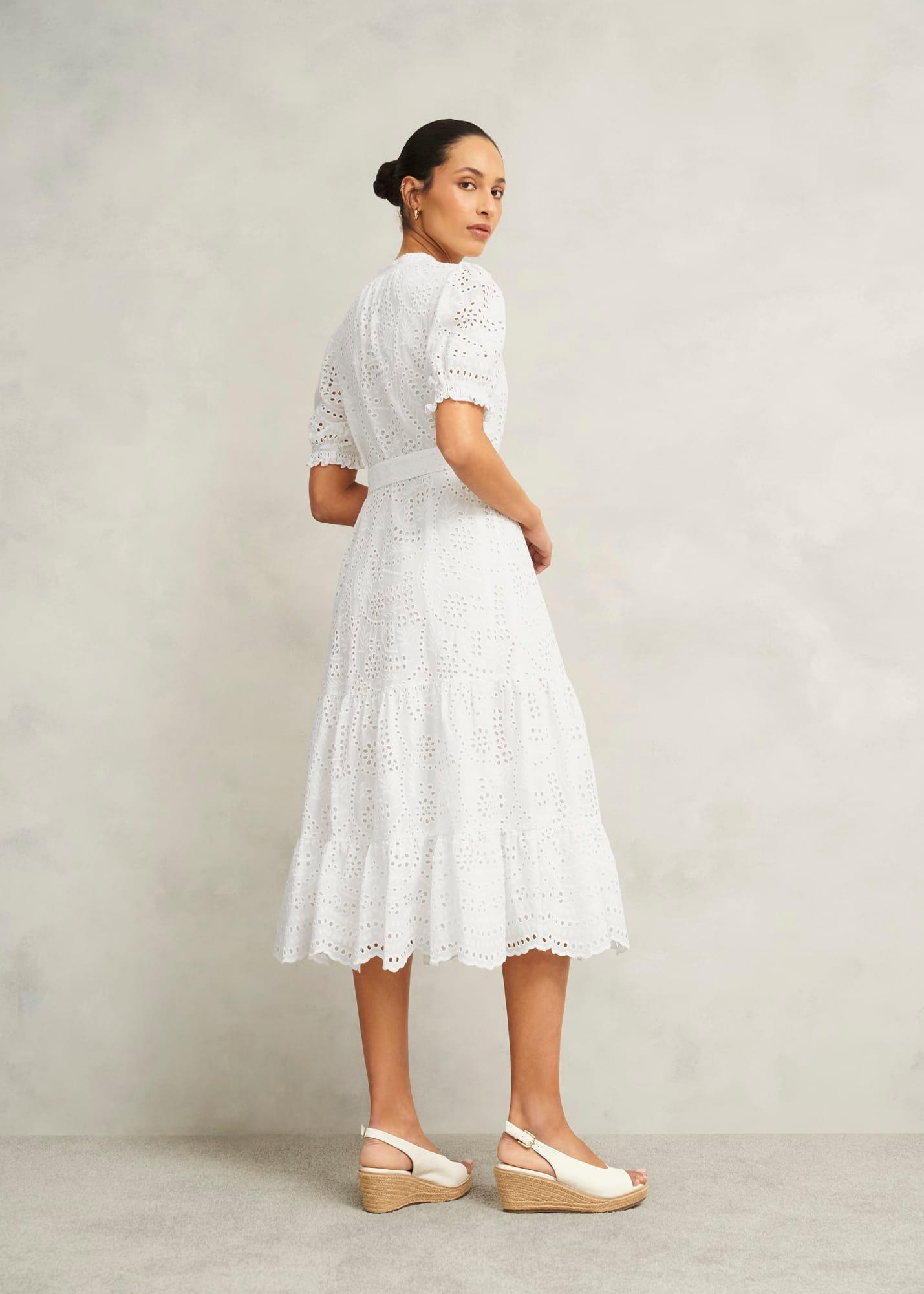 Rosanna Broderie Dress, Hobbs White, hi-res
