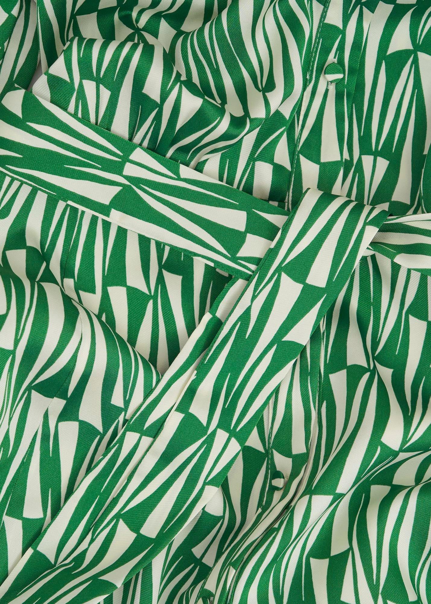 Deanery Midi Shirt Dress, Green Cream, hi-res