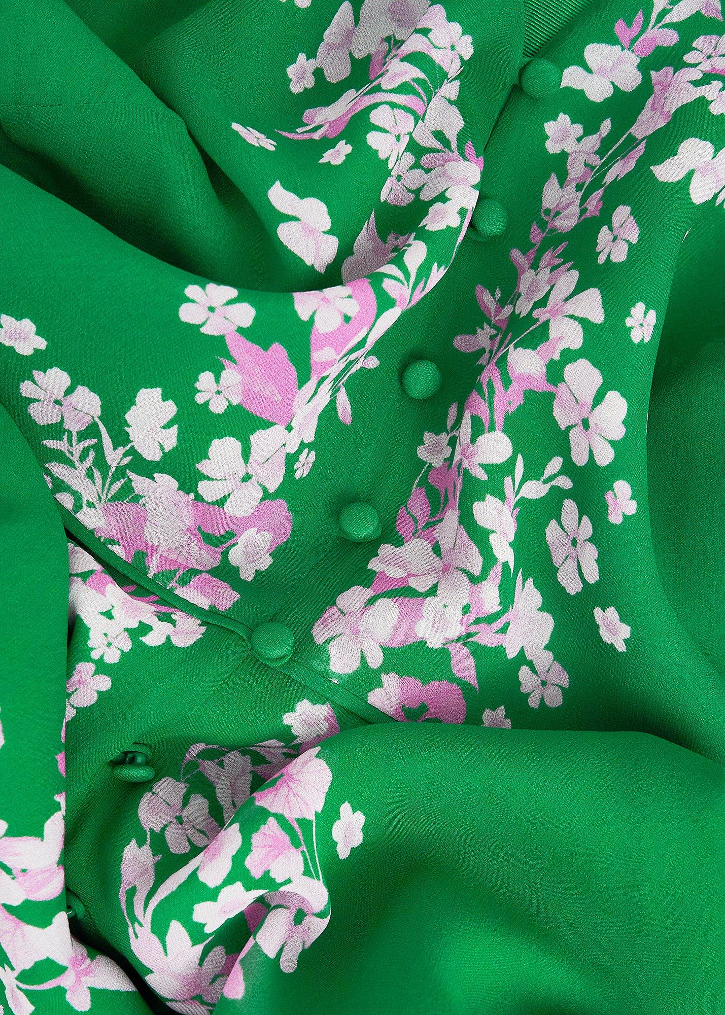 Ana Silk Floral Dress, Green Pink, hi-res