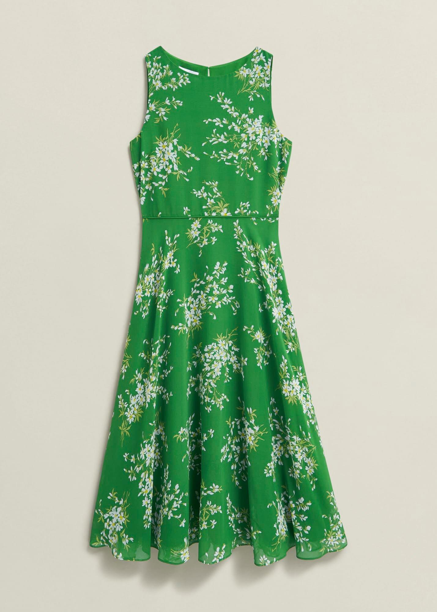 Carly Dress, Green Ivory, hi-res