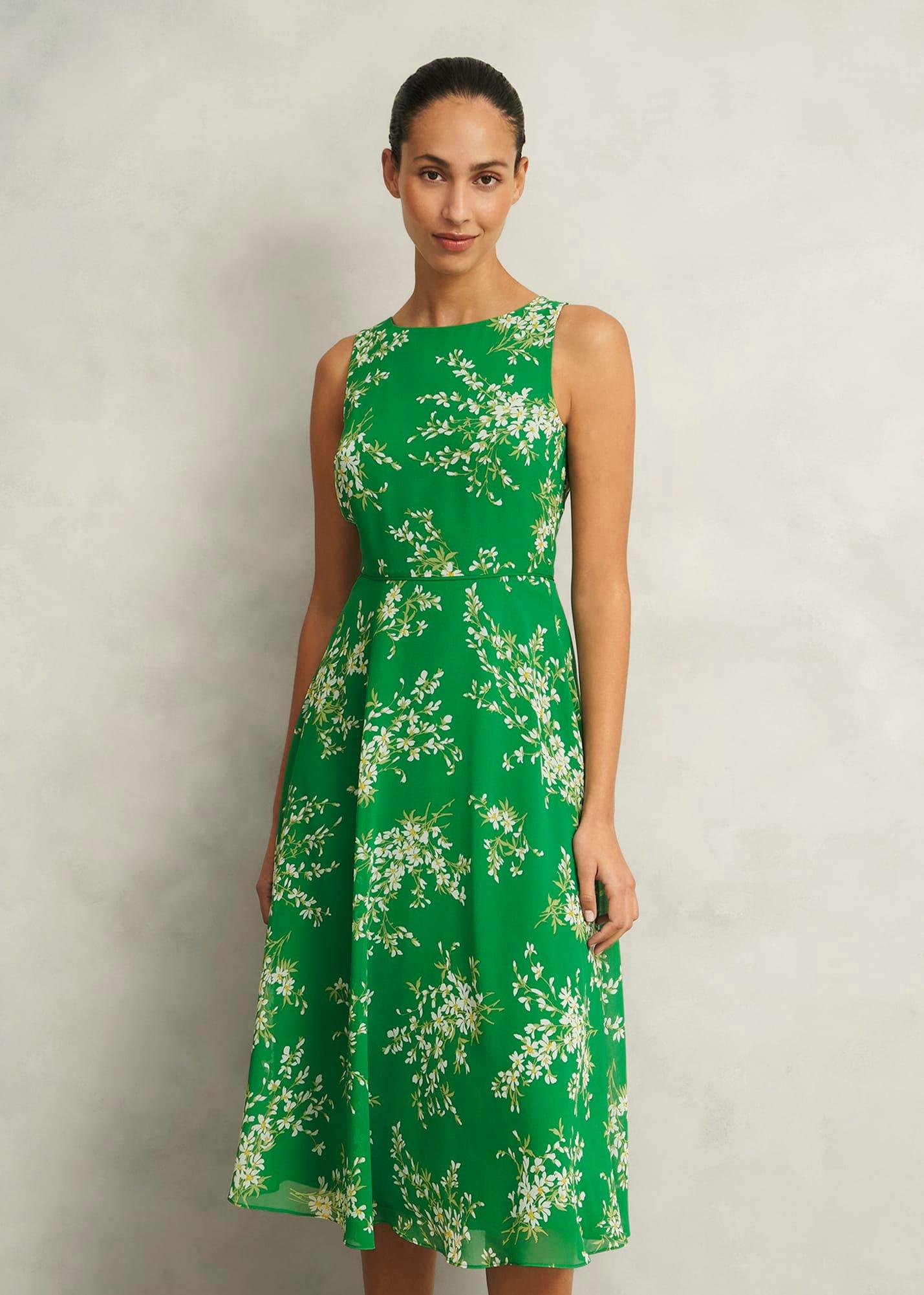 Carly Dress, Green Ivory, hi-res