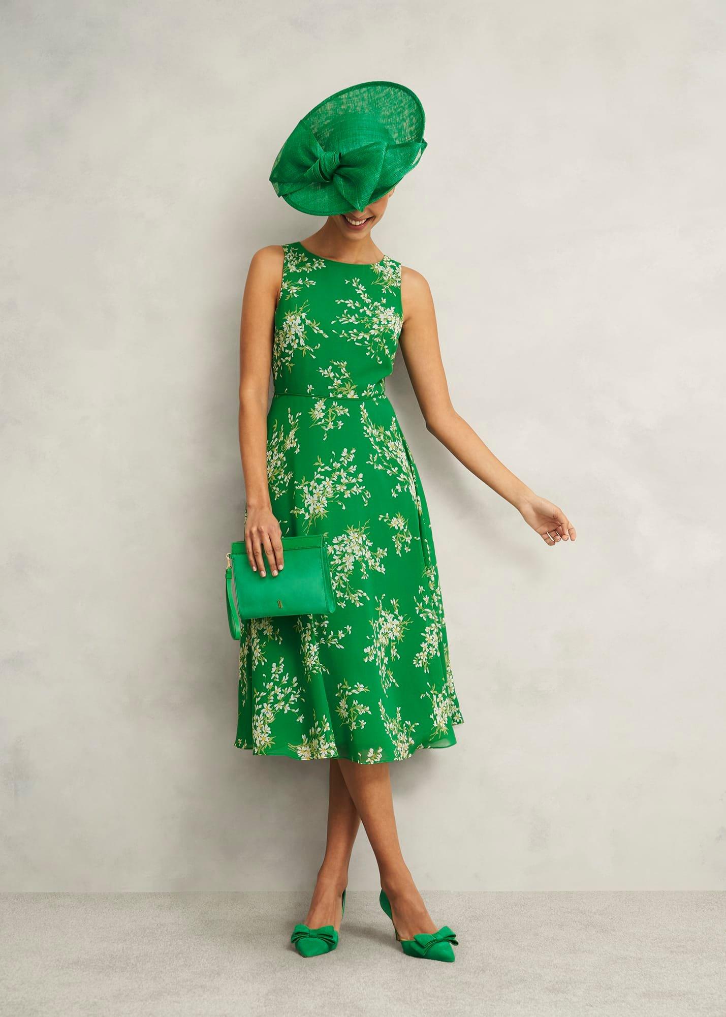 Carly Dress, Green Ivory, hi-res