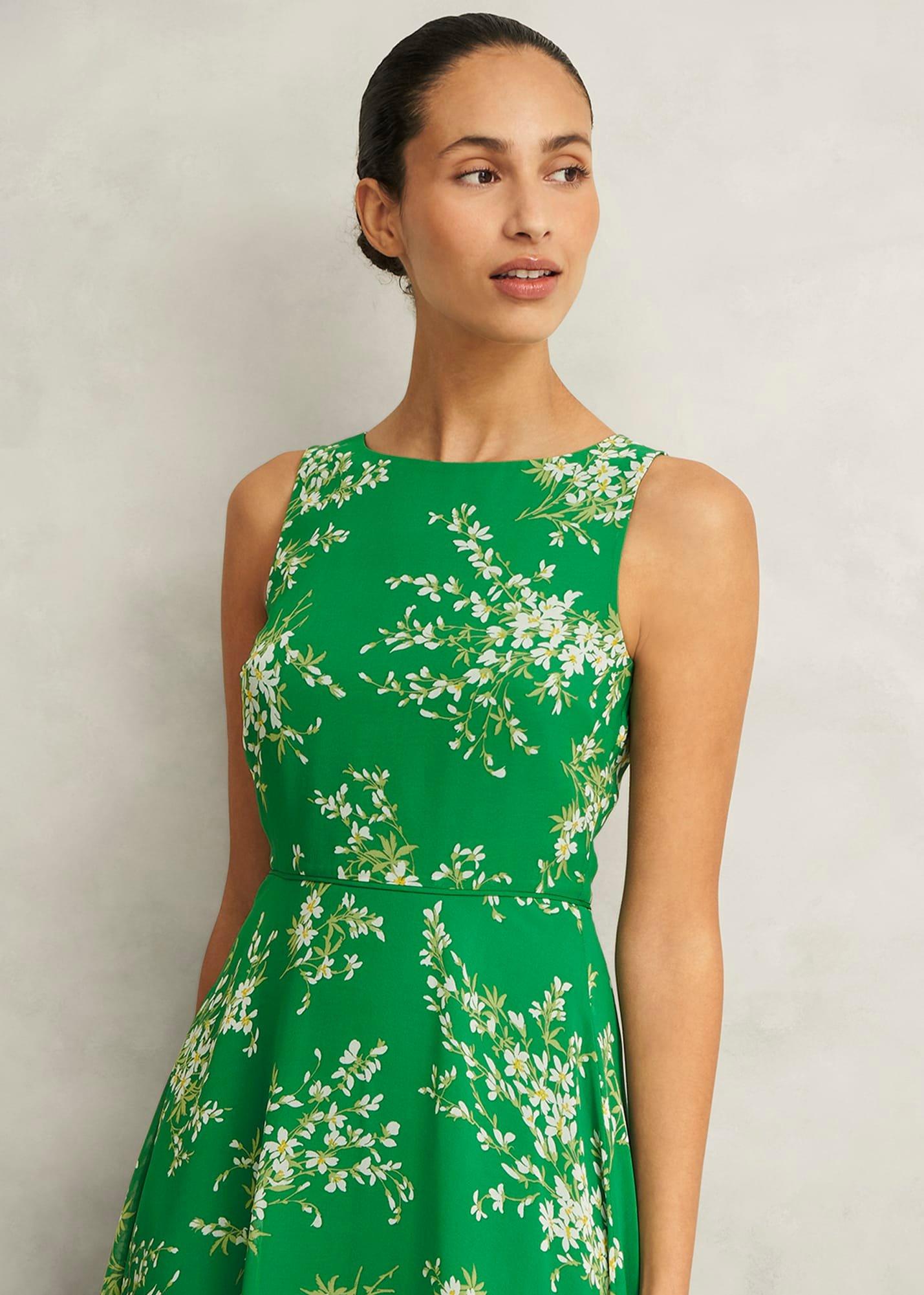 Petite Carly Dress, Green Ivory, hi-res