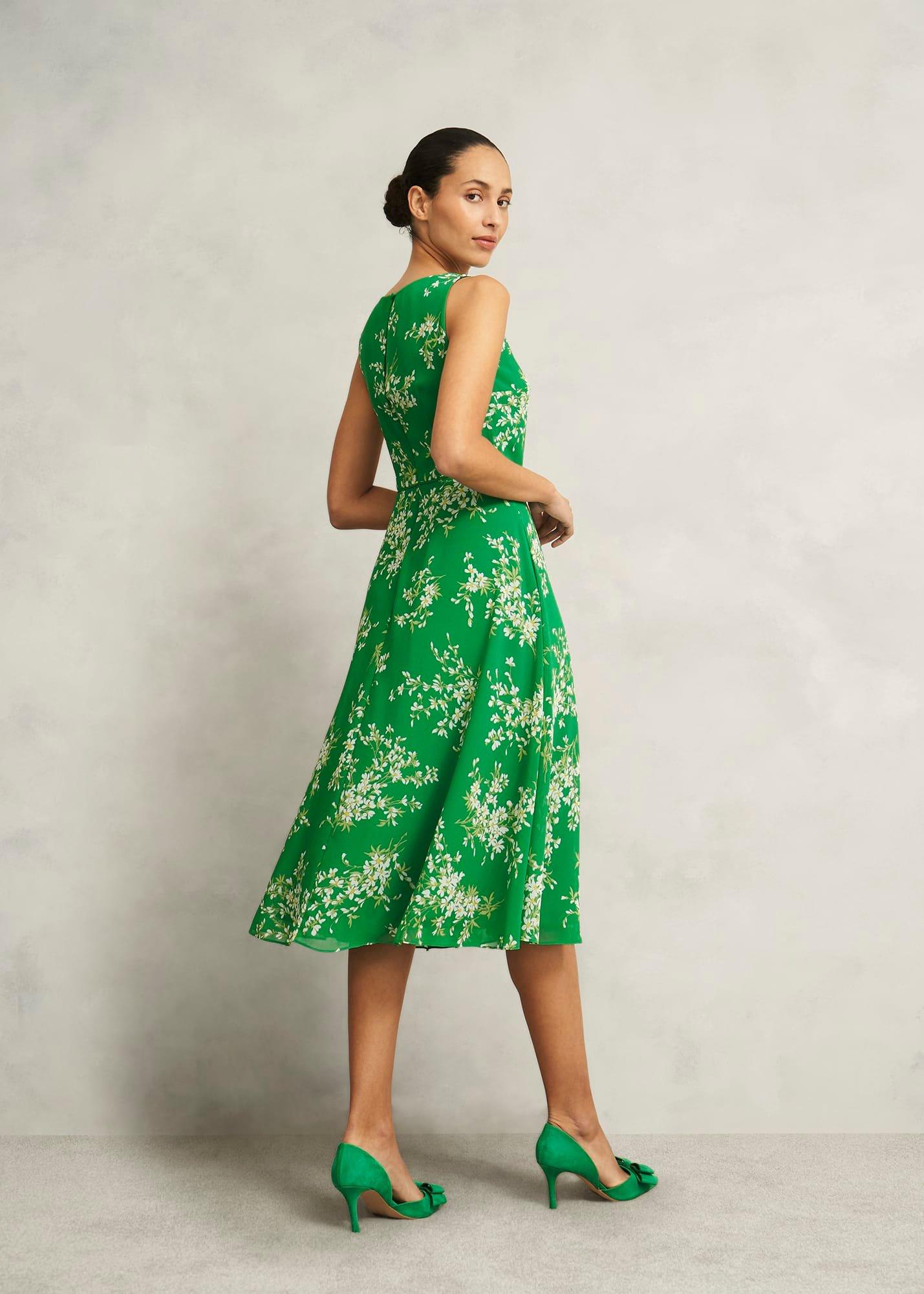 Petite Carly Dress, Green Ivory, hi-res