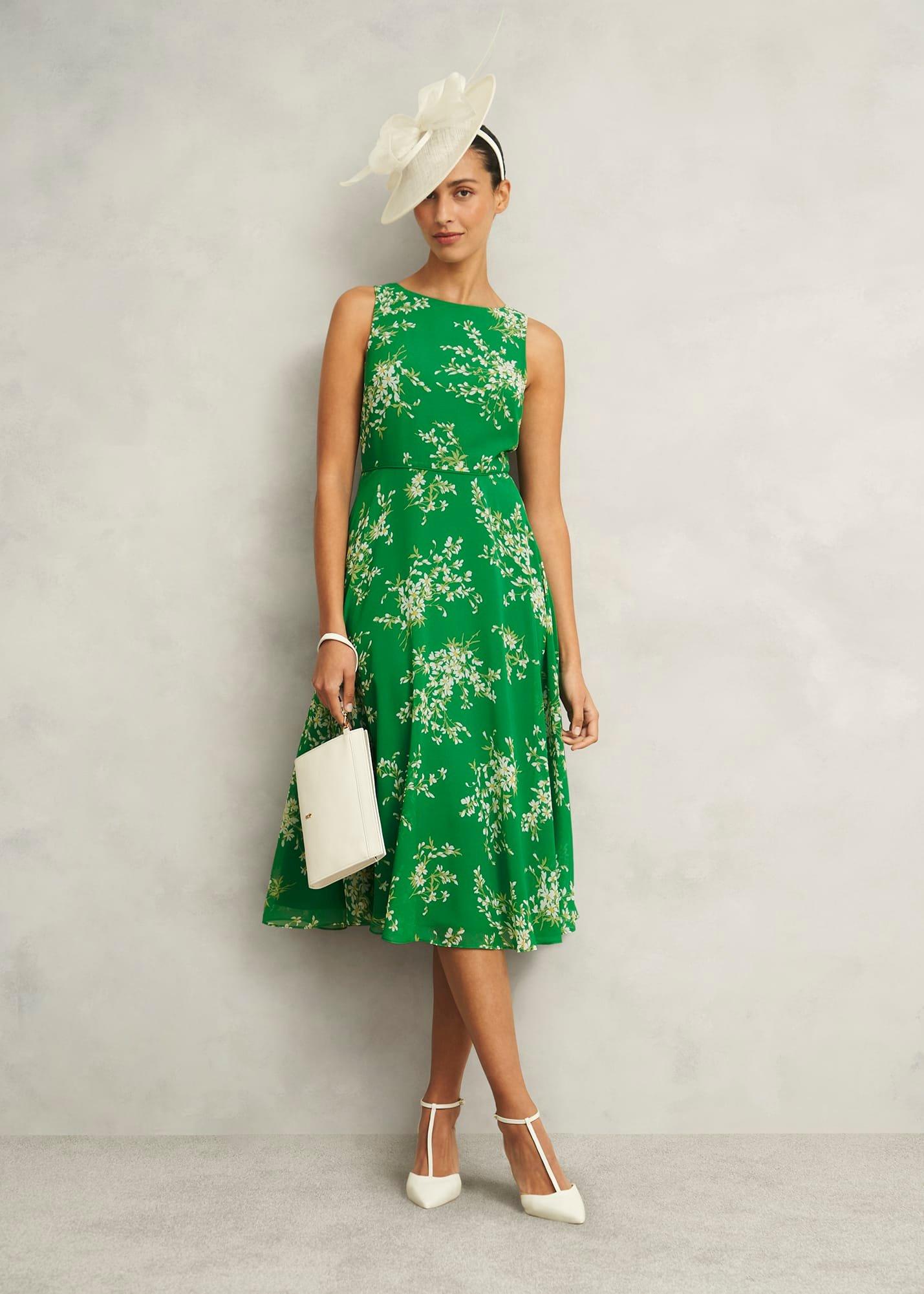 Petite Carly Dress, Green Ivory, hi-res