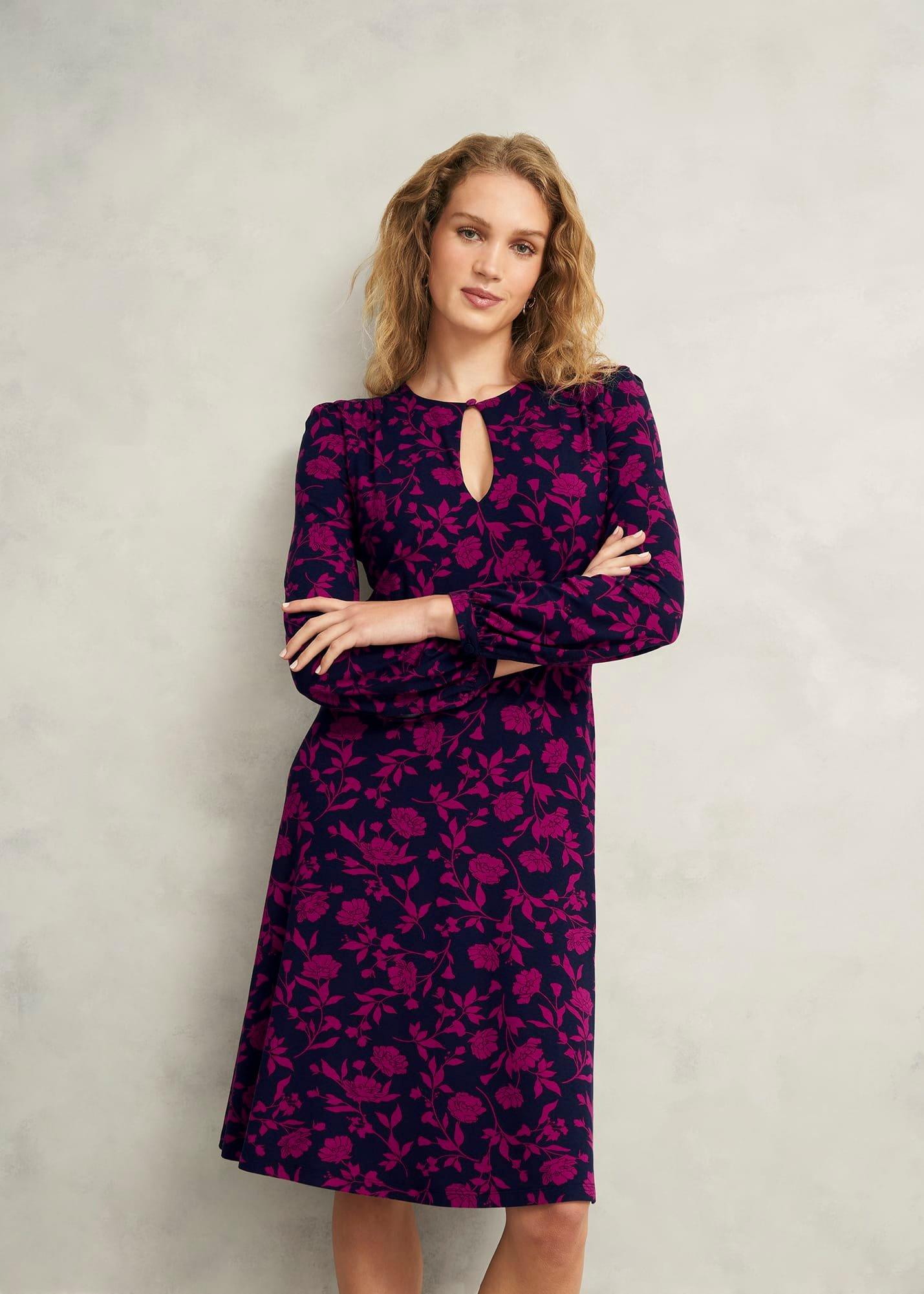 Grace Jersey Dress, Navy Pink, hi-res