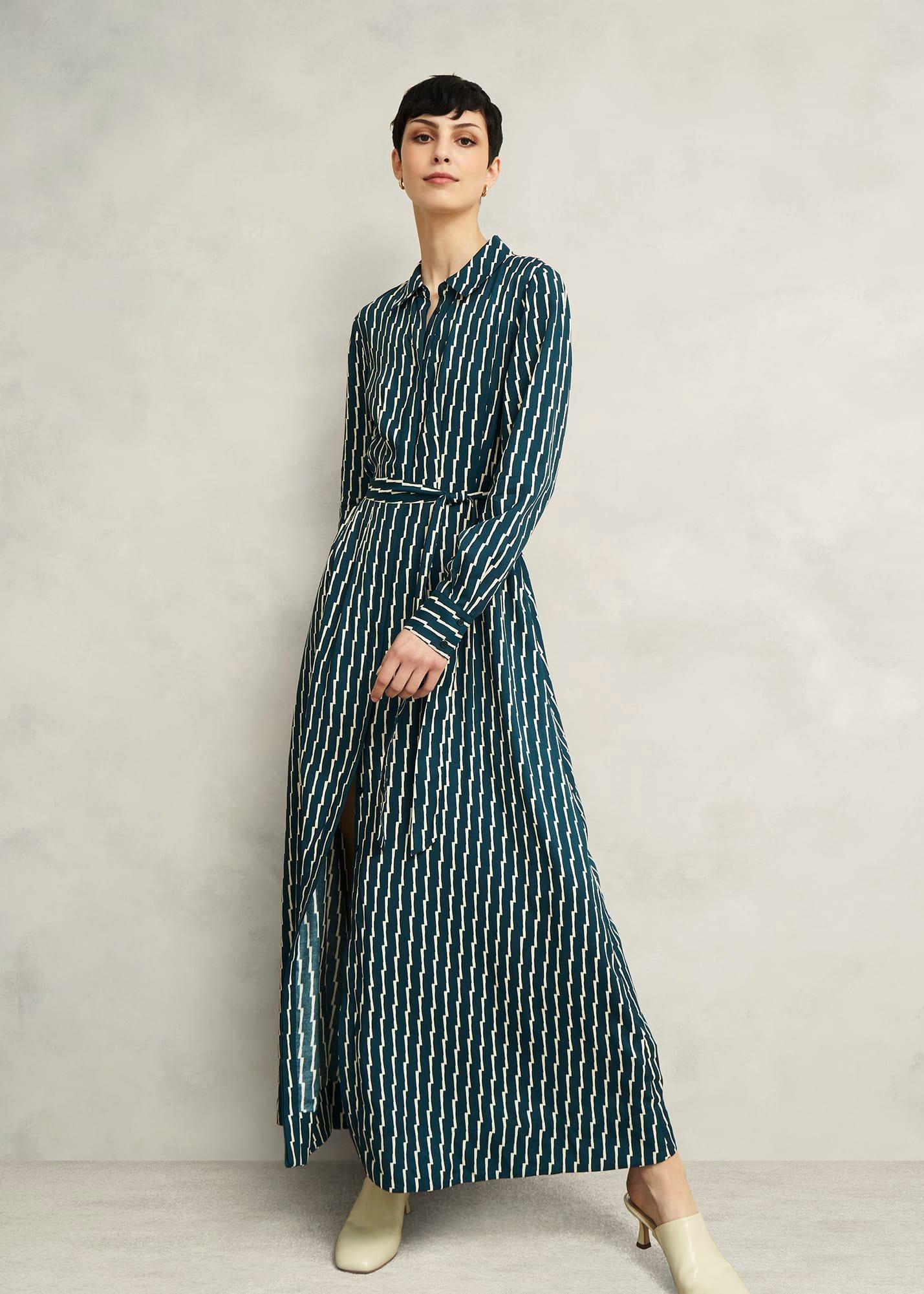 Serpentine Shirt Dress, Green Cream, hi-res
