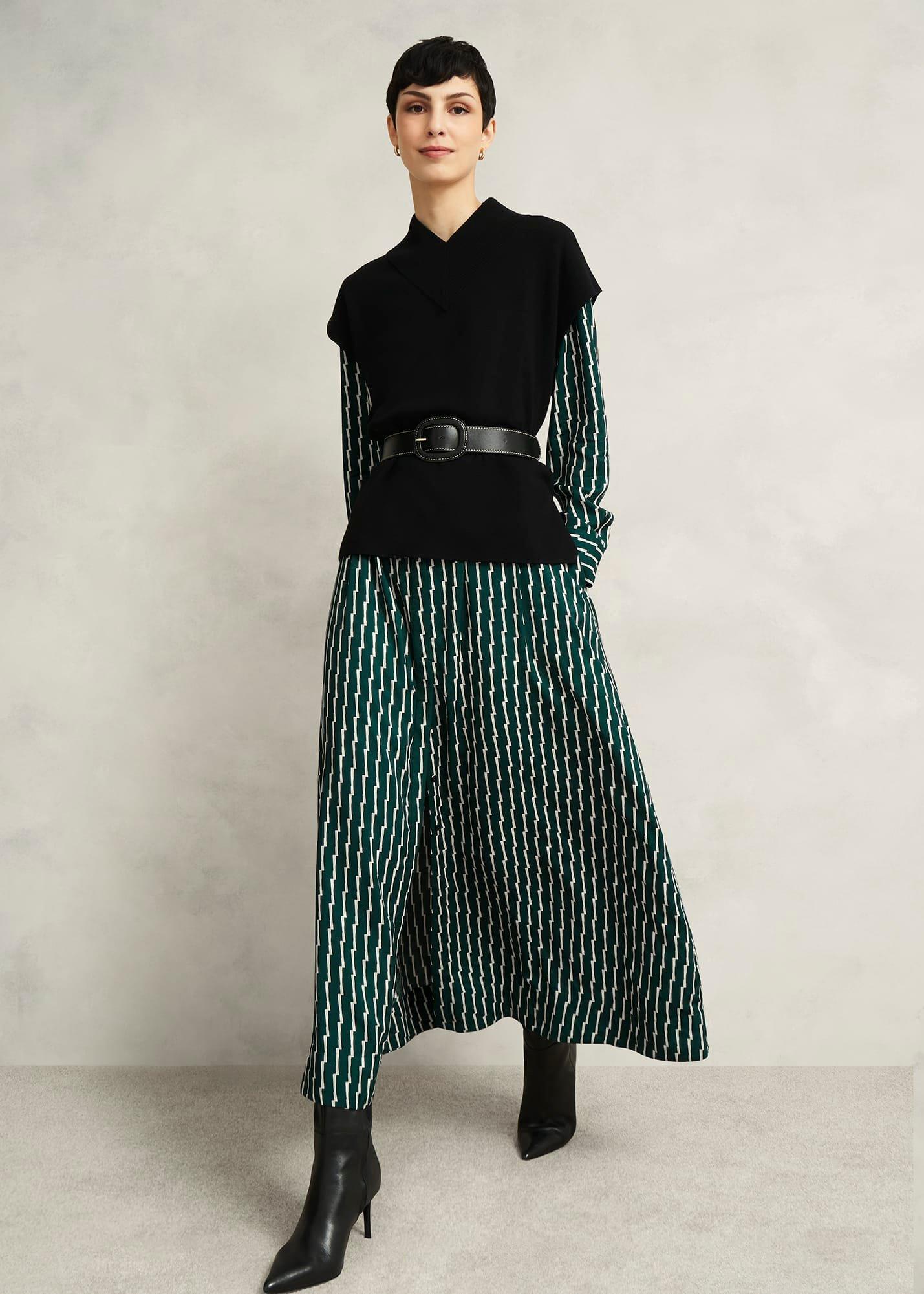 Serpentine Shirt Dress, Green Cream, hi-res