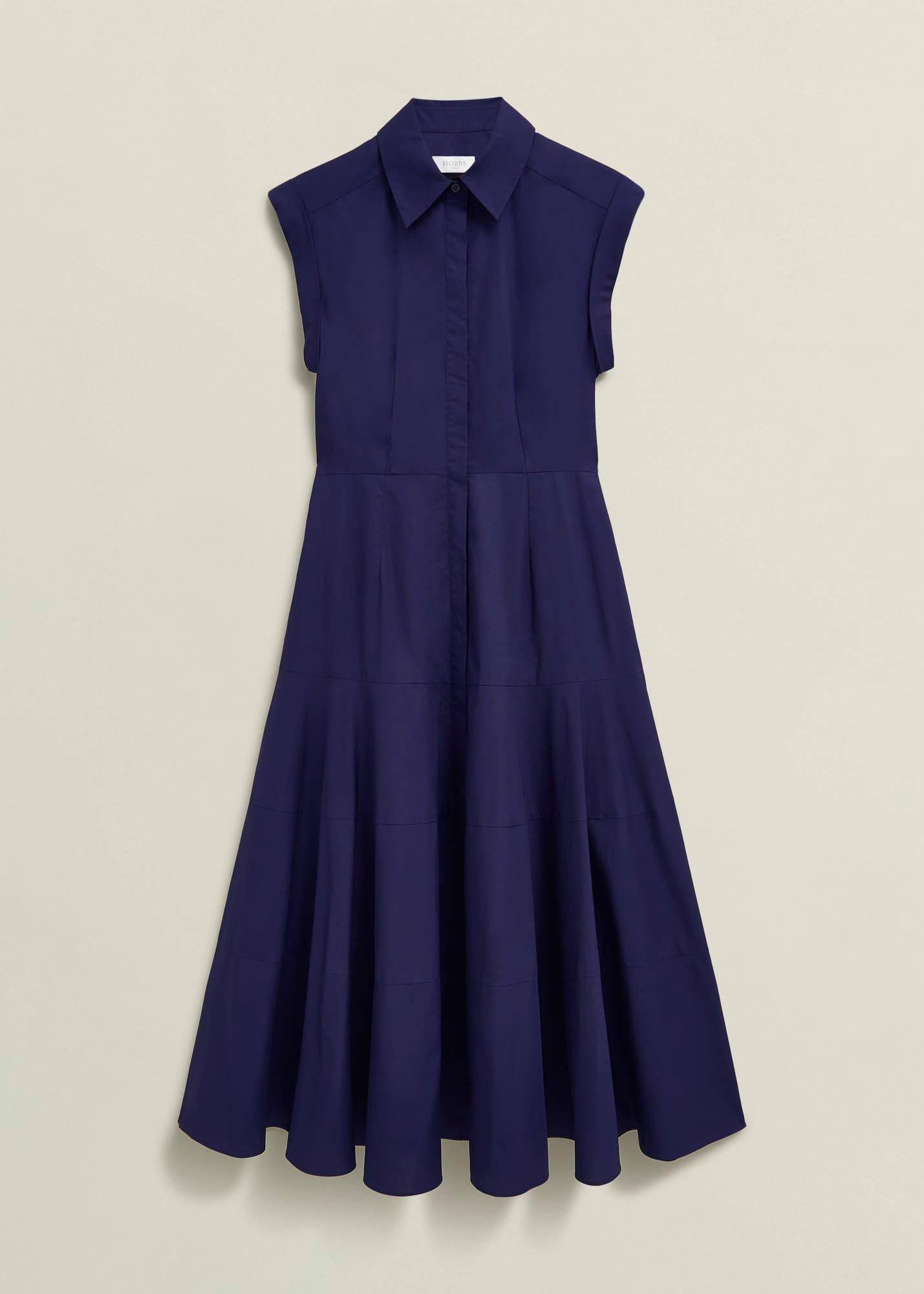 Petite Lilah Cotton Dress, Rich Navy Blue, hi-res
