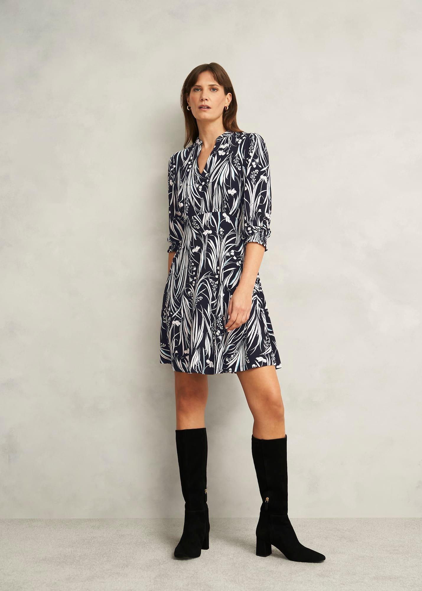 Mollie Jersey Dress, Navy Ivory, hi-res