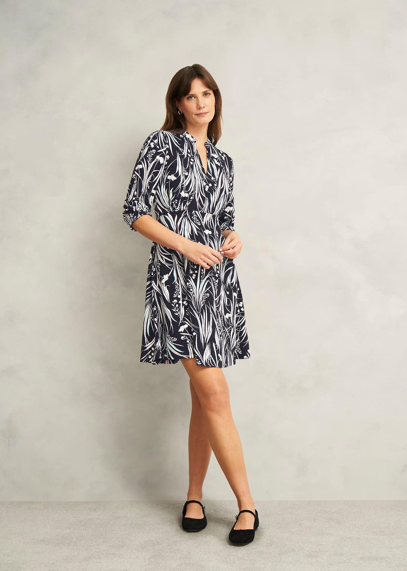 Mollie Jersey Dress, Navy Ivory, hi-res