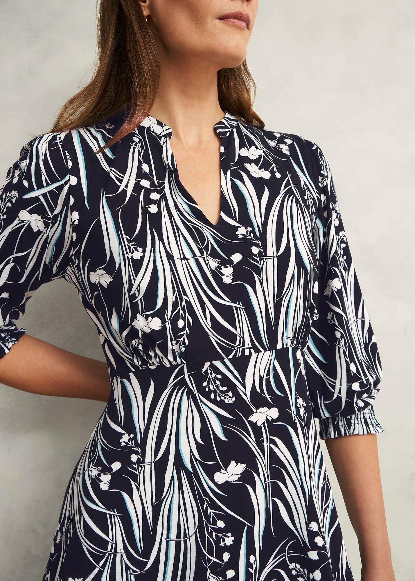 Petite Mollie Jersey Dress, Navy Ivory, hi-res