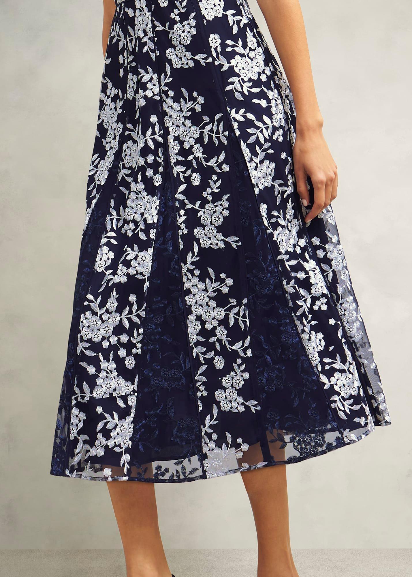 Petite Quin Embroidered Dress, Midnight Ivory, hi-res