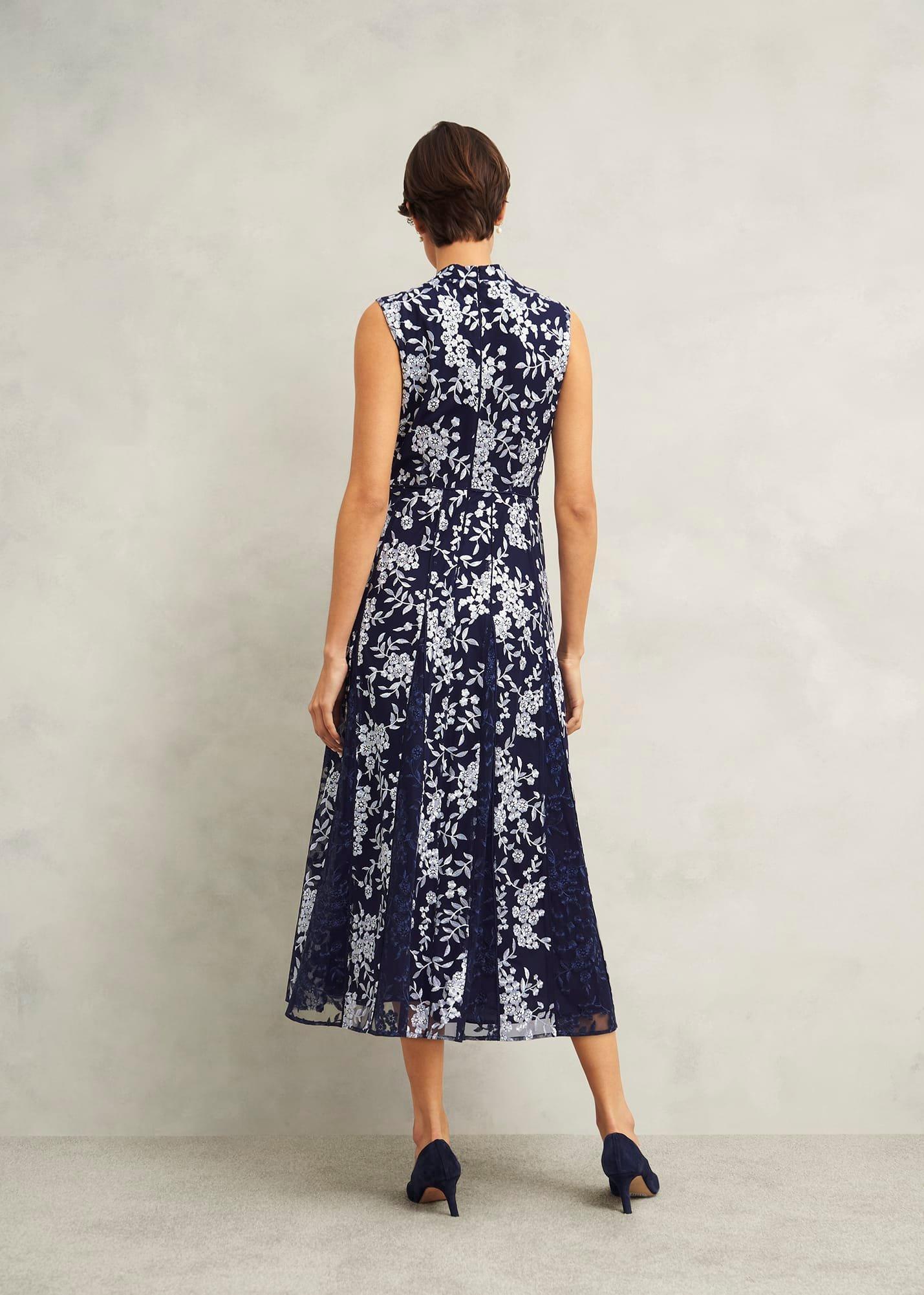 Petite Quin Embroidered Dress, Midnight Ivory, hi-res