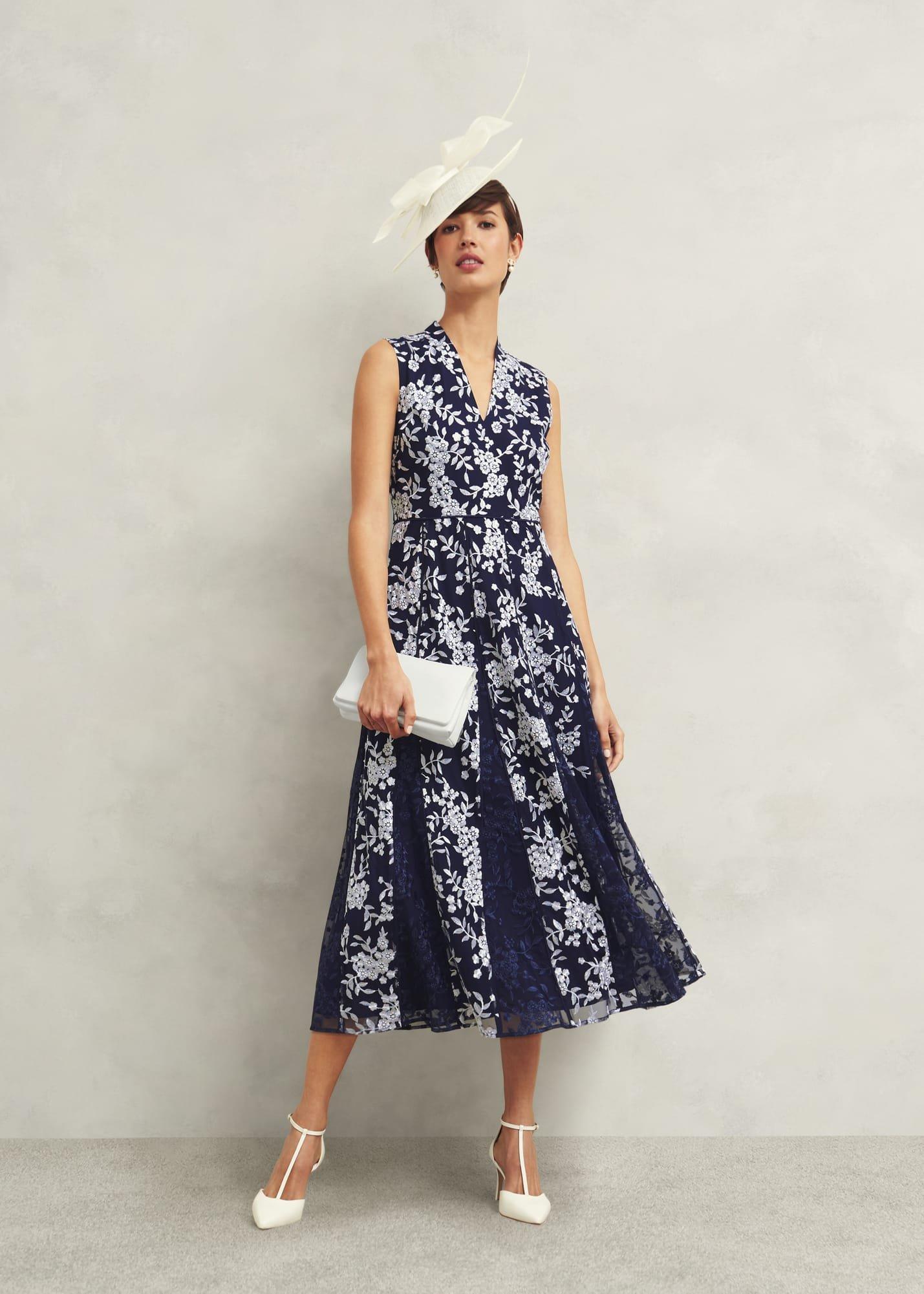 Petite Quin Embroidered Dress, Midnight Ivory, hi-res