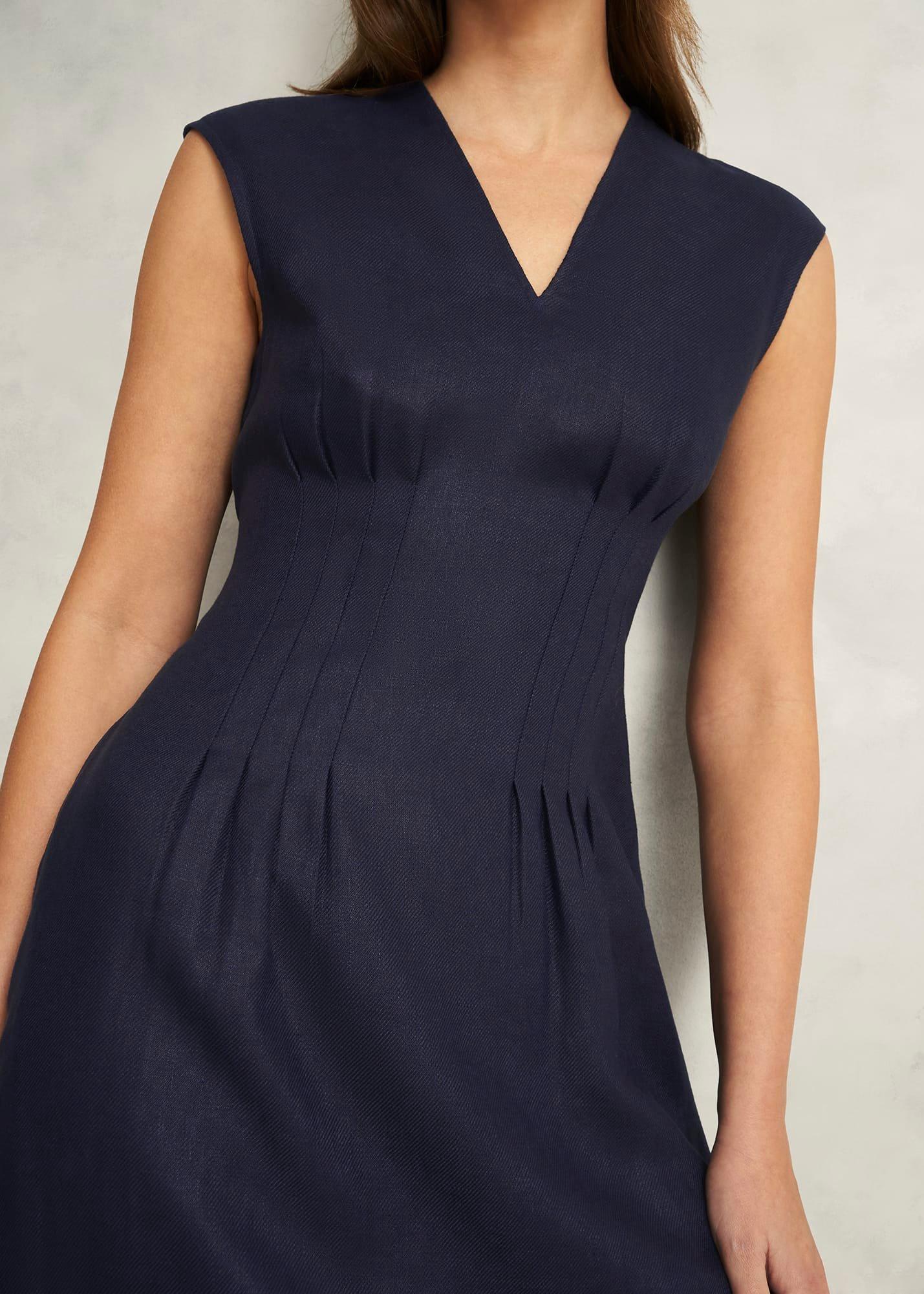 Kayleigh Linen Dress, Navy, hi-res
