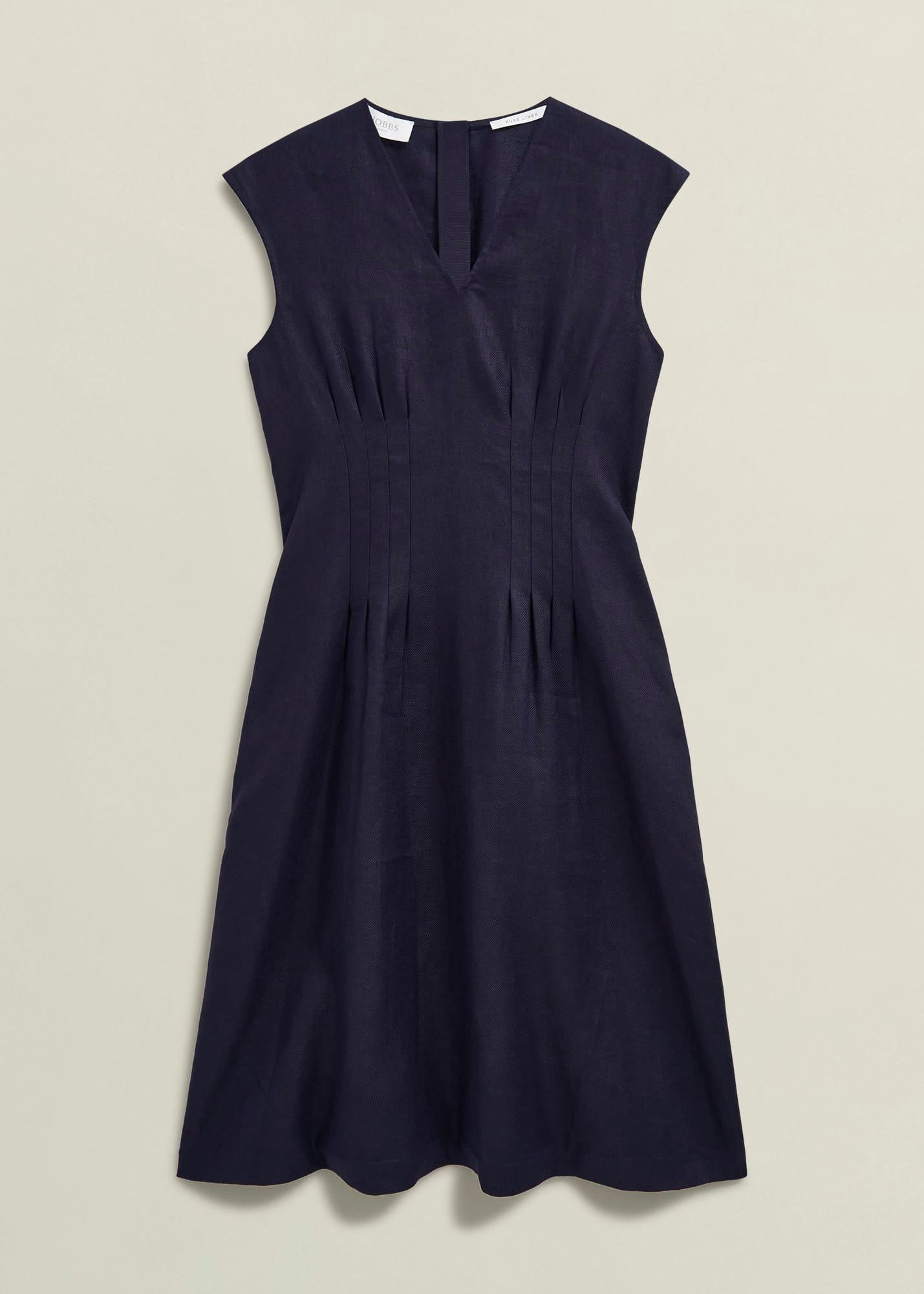 Petite Kayleigh Linen Dress, Navy, hi-res