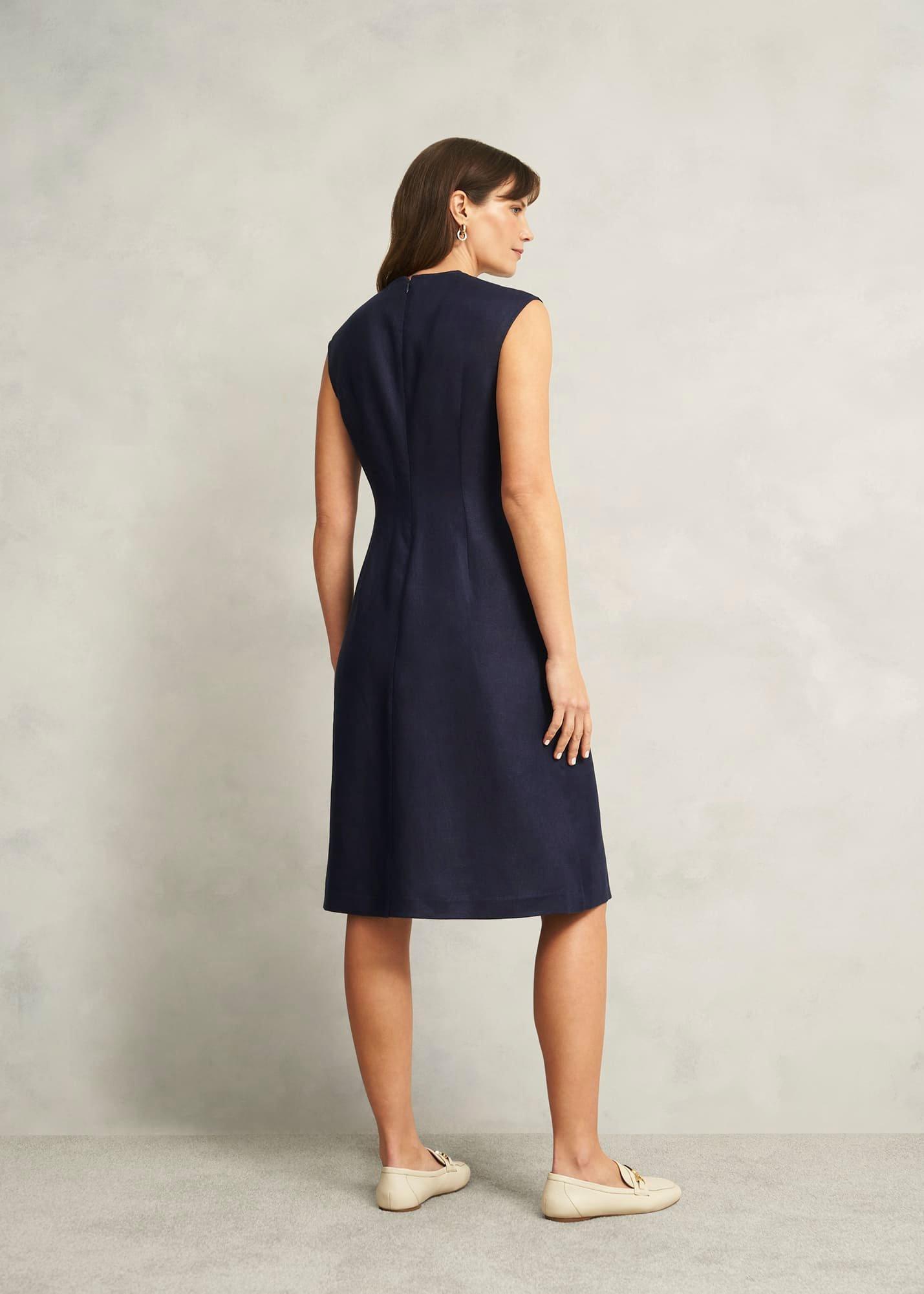 Petite Kayleigh Linen Dress, Navy, hi-res