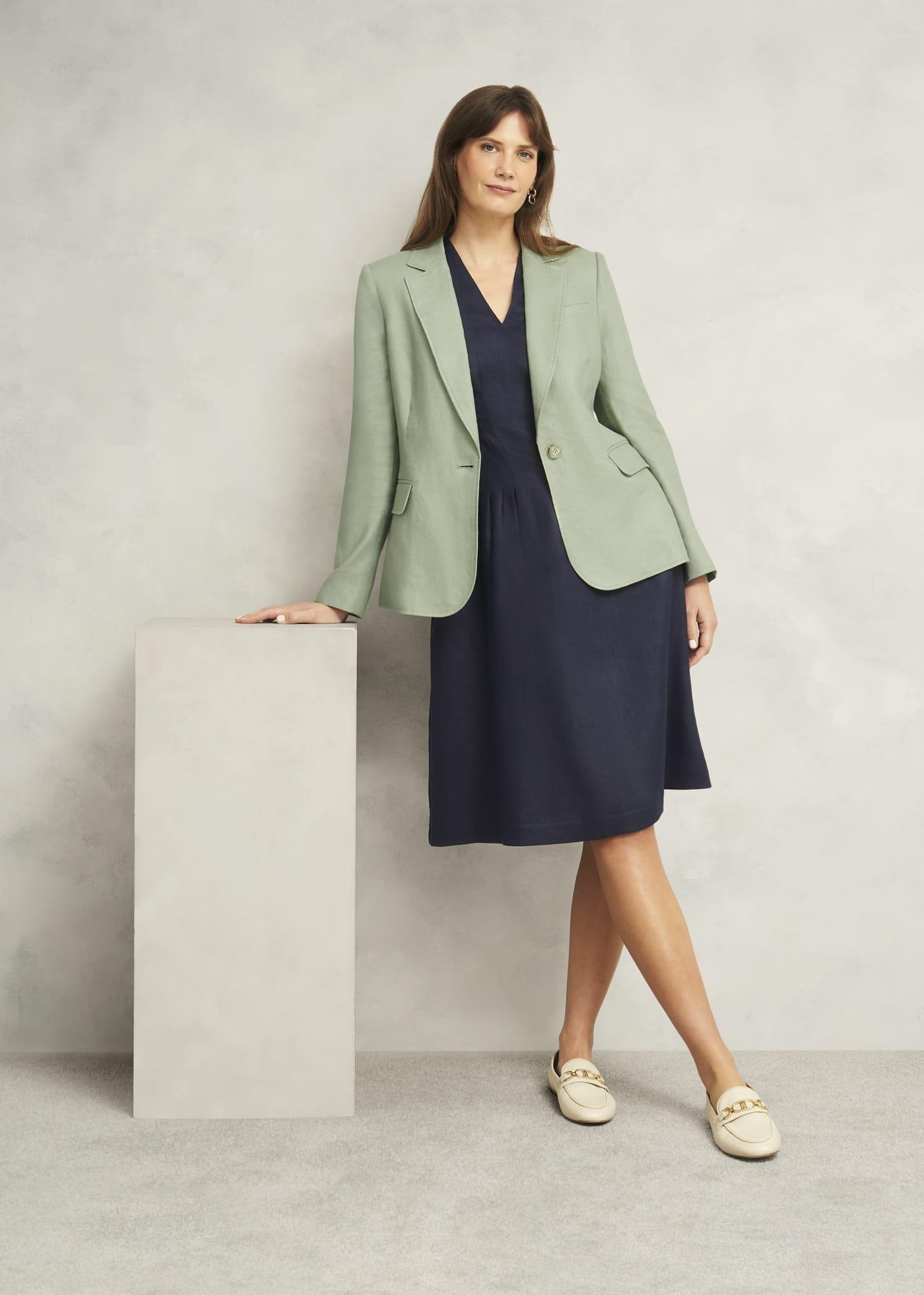 Petite Kayleigh Linen Dress, Navy, hi-res