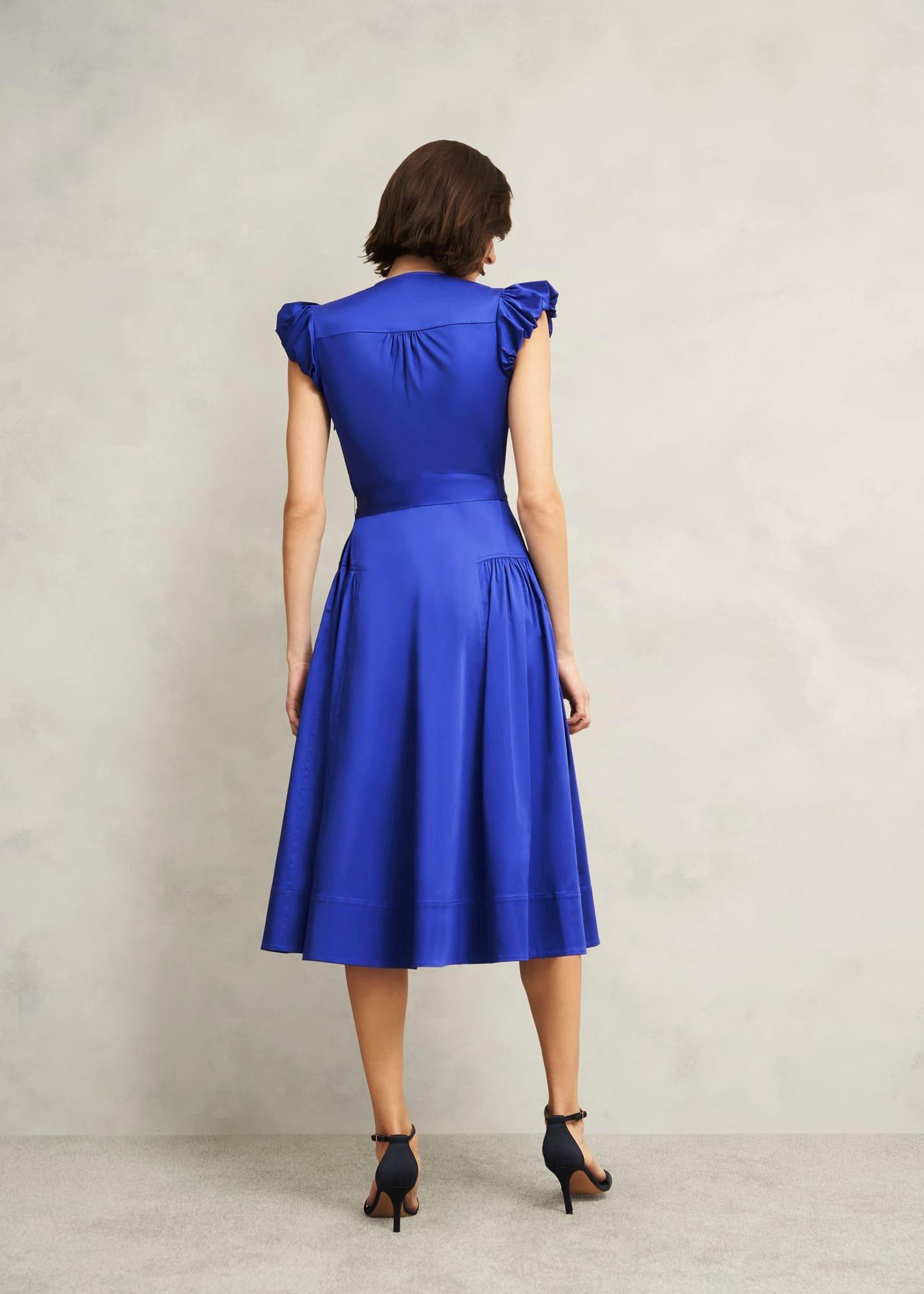 Kinder Cotton Blend Midi Dress, Clematis Blue, hi-res