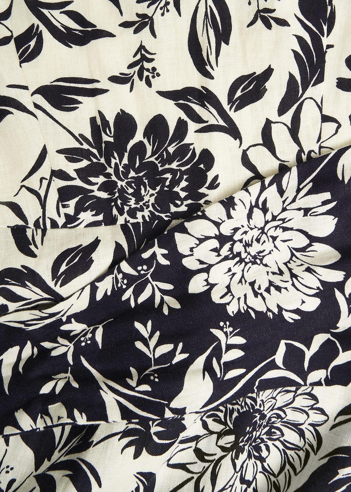 Teagan Linen Dress, Ivory Navy, hi-res