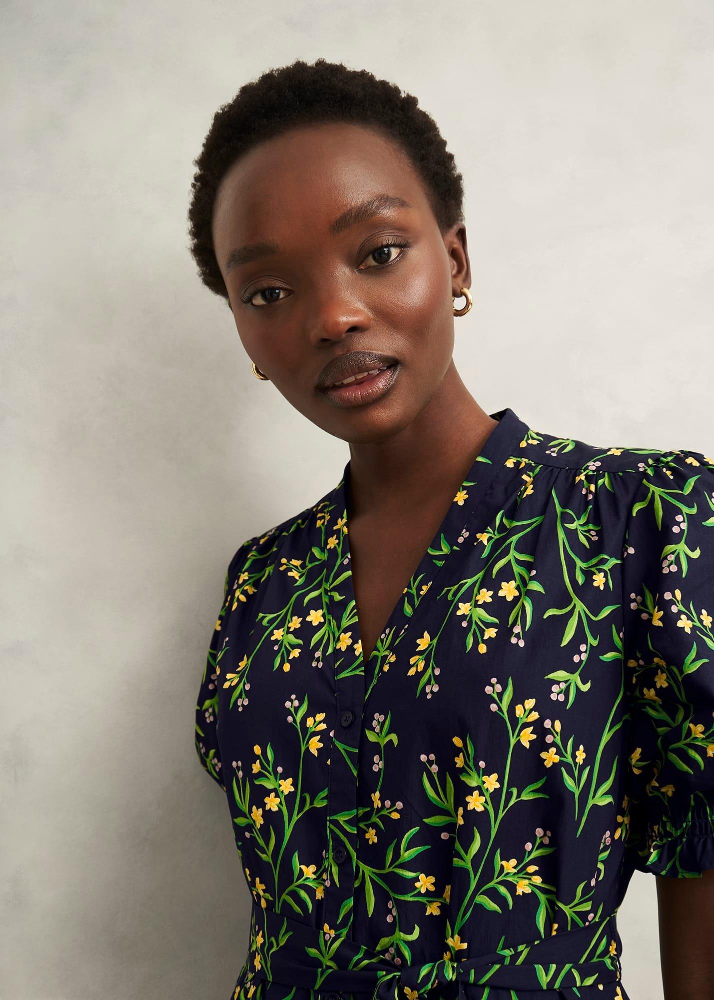 Christina Cotton Dress, Navy Multi, hi-res