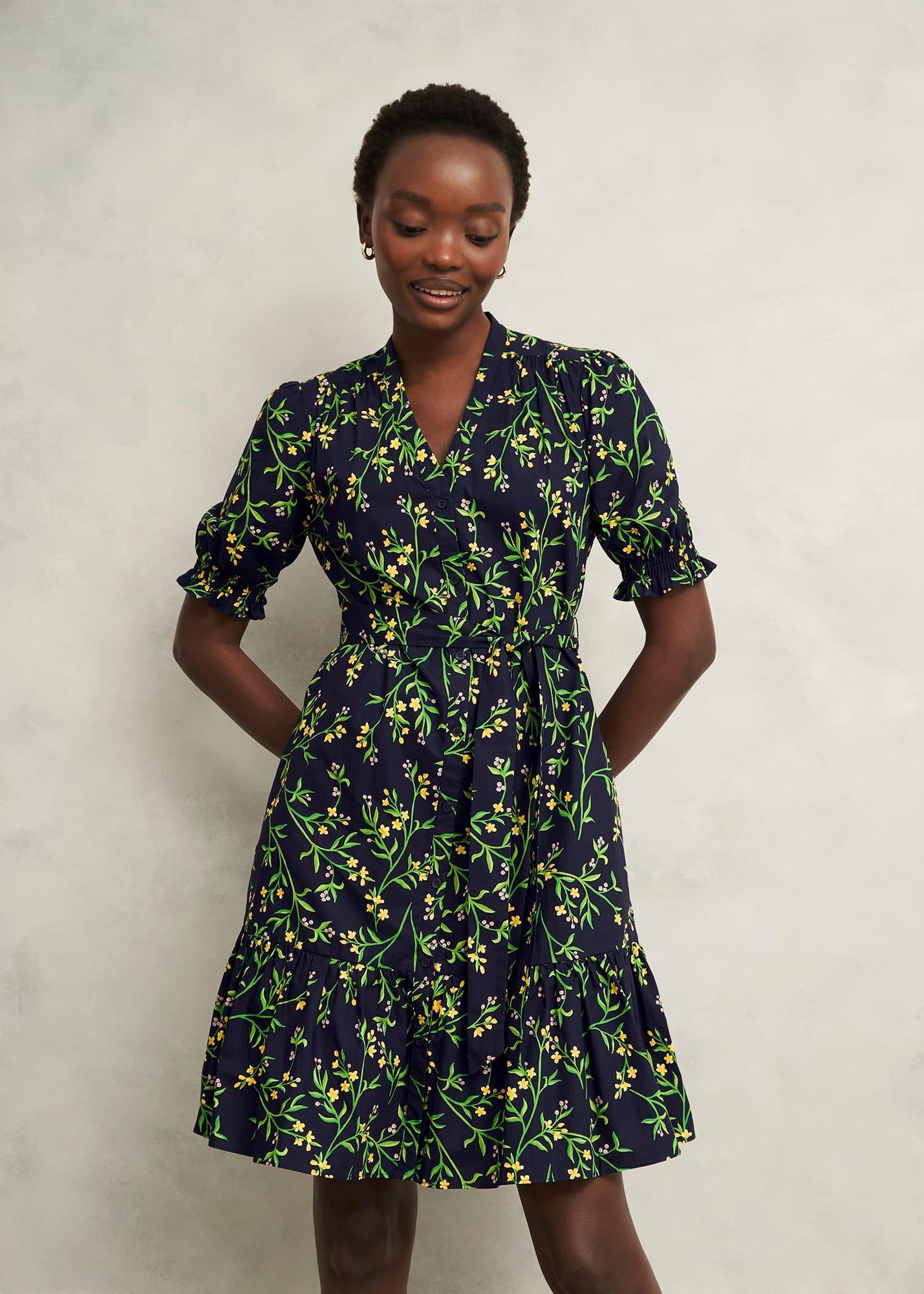 Christina Cotton Dress, Navy Multi, hi-res