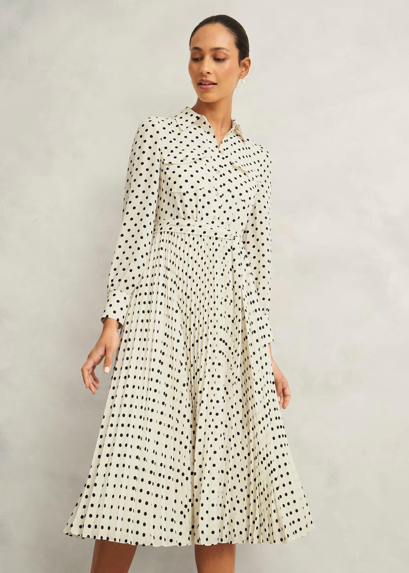 Petite Larina Dress, Ivory Navy, hi-res