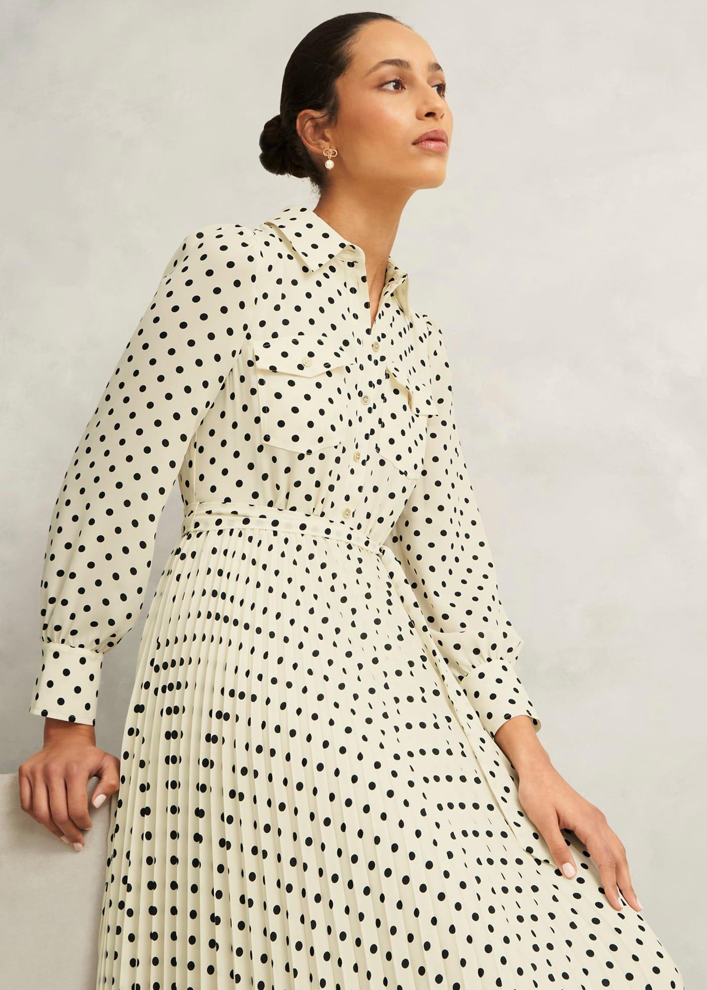 Petite Larina Dress, Ivory Navy, hi-res