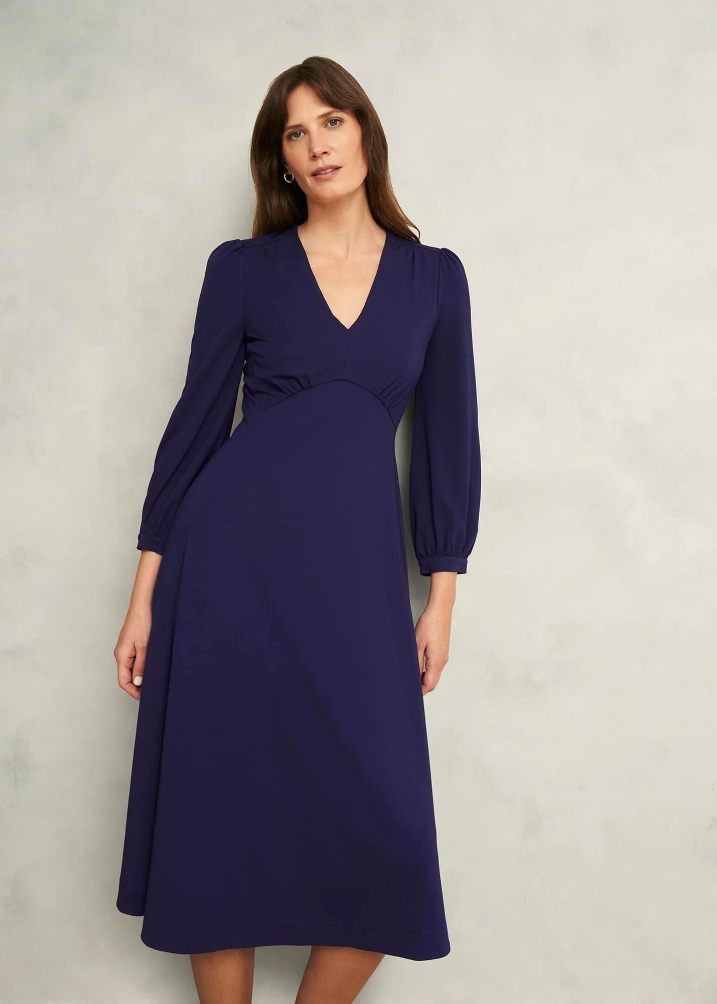 Agatha Ponte Dress, Rich Navy Blue, hi-res